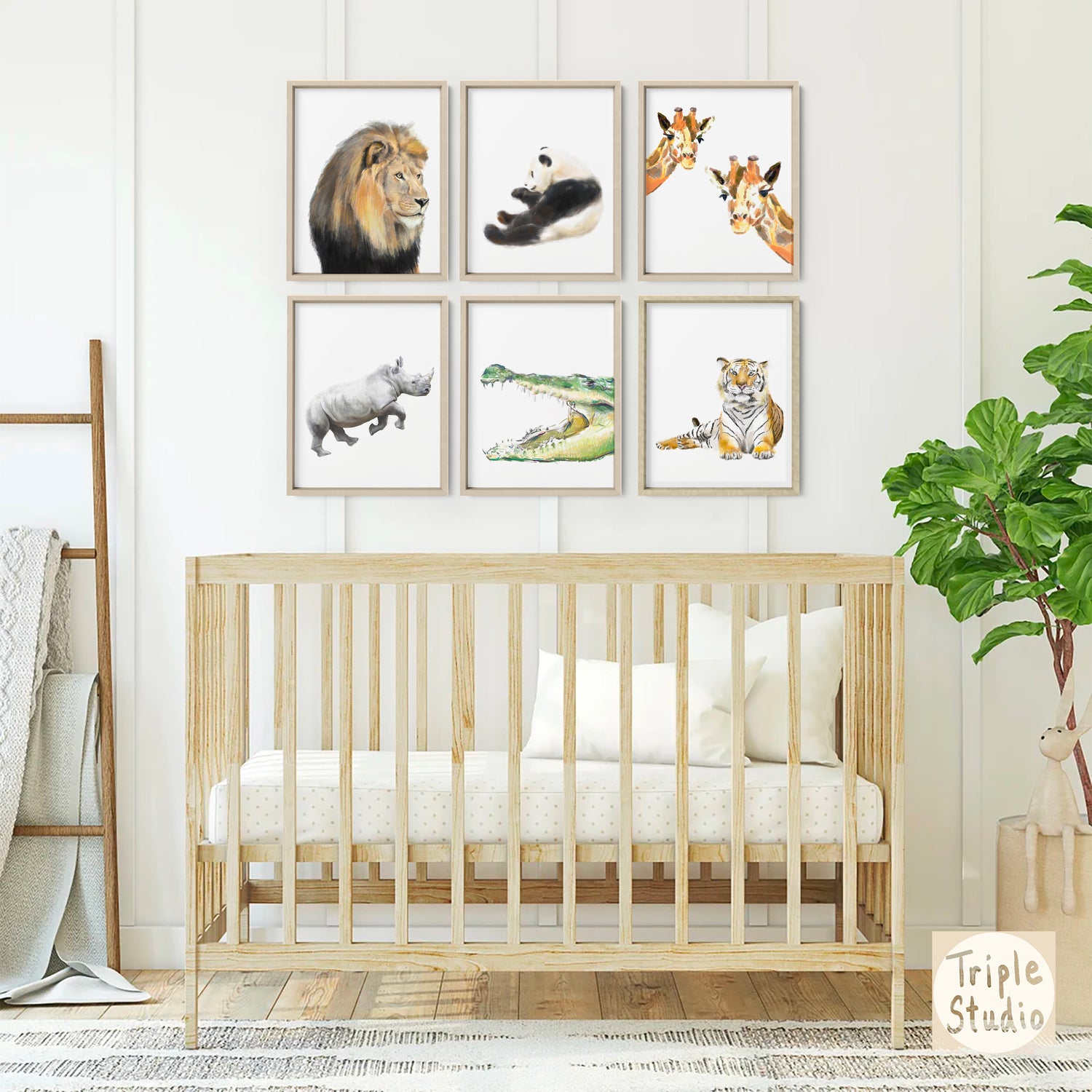 Safari Nursery Set of 6 Art Print Set