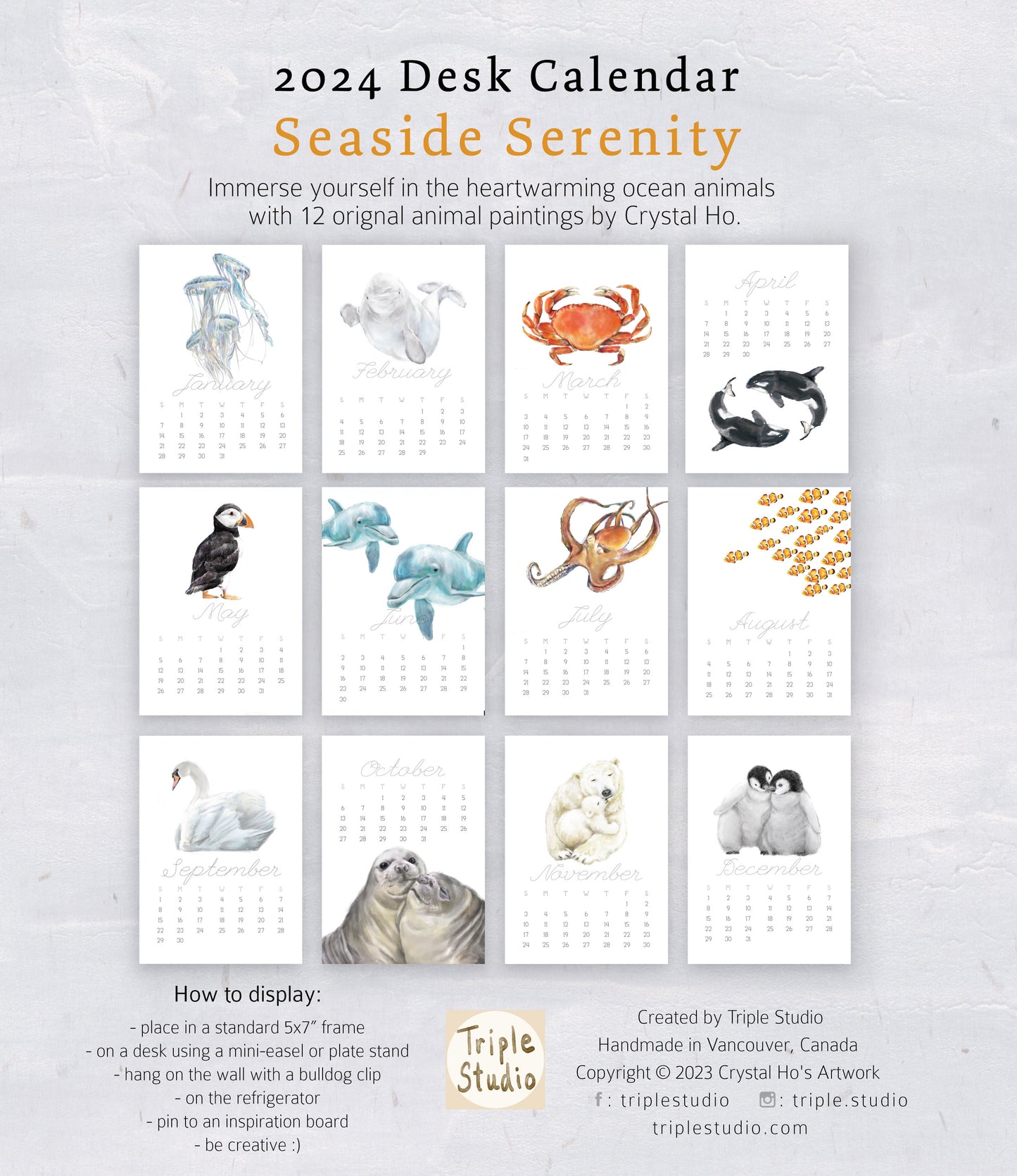 2024 Desk Calendar: Seaside Serenity
