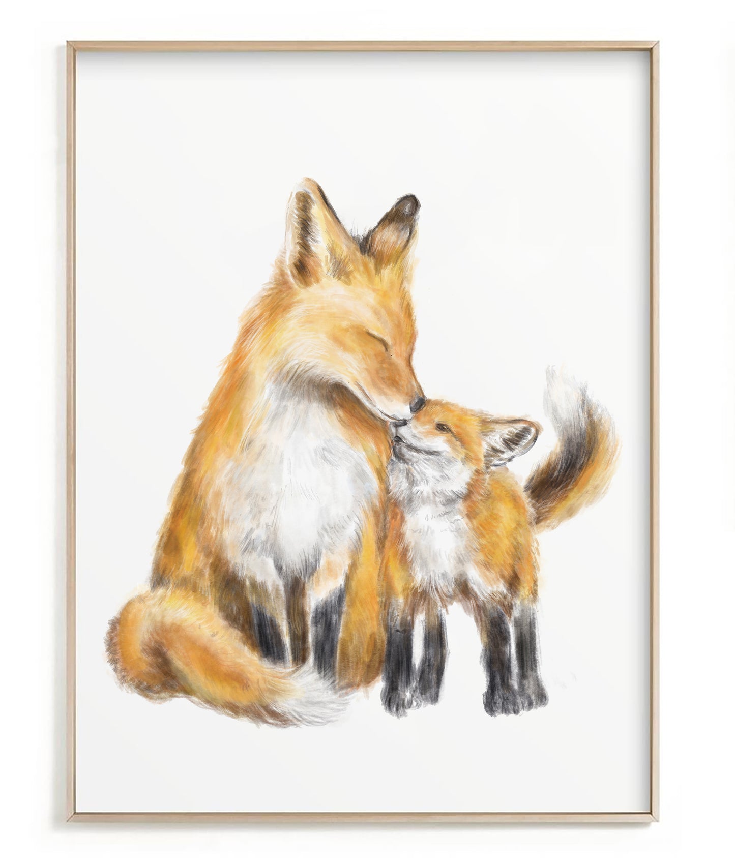 Fox Mom and Baby Art Print