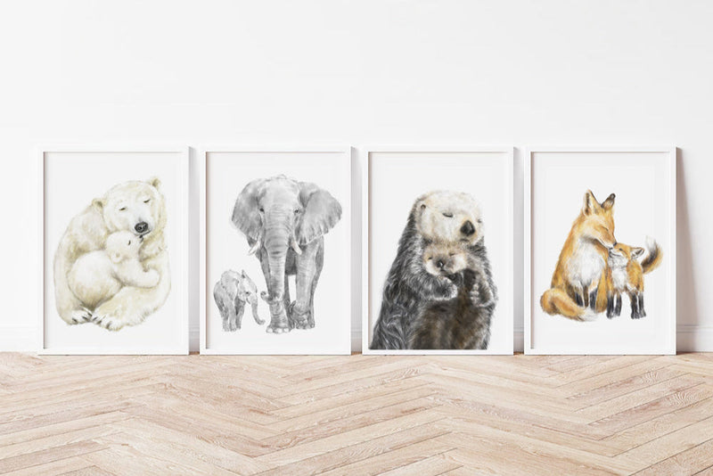 Mom & Baby Animal Nursery Art