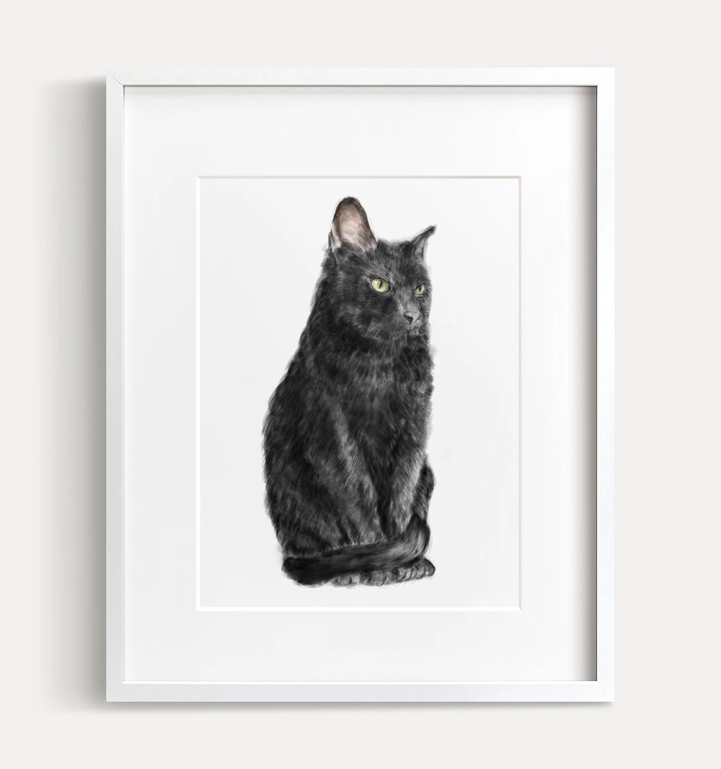 Bombay Black Cat Art Print