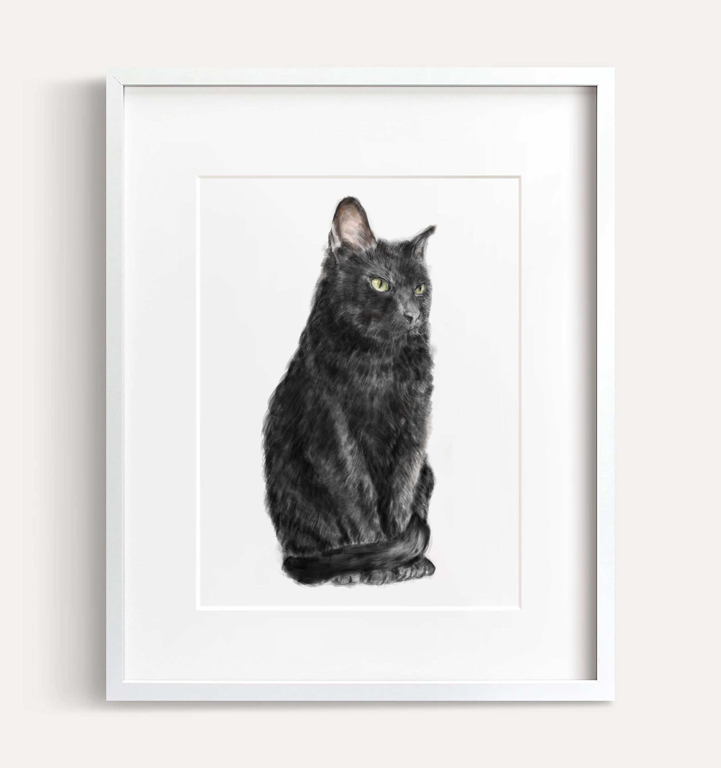 Bombay Black Cat Art Print