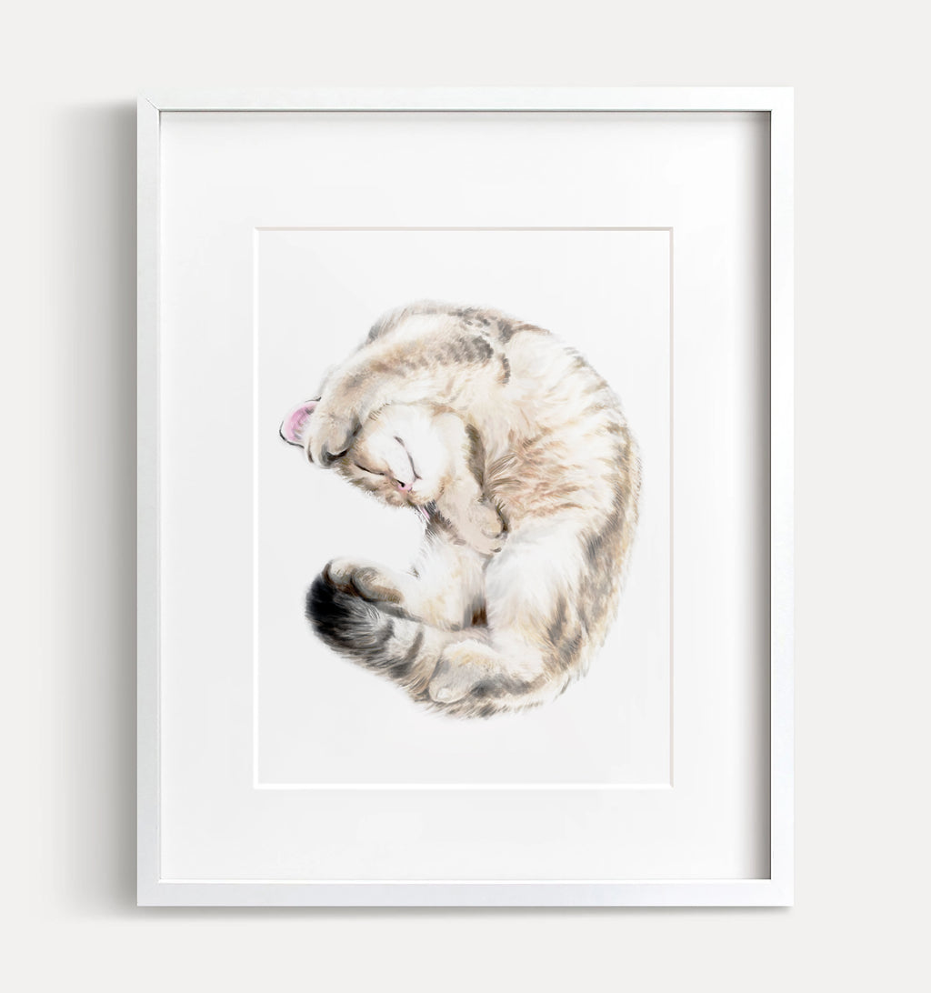 Cuddly Tabby Cat Art Print