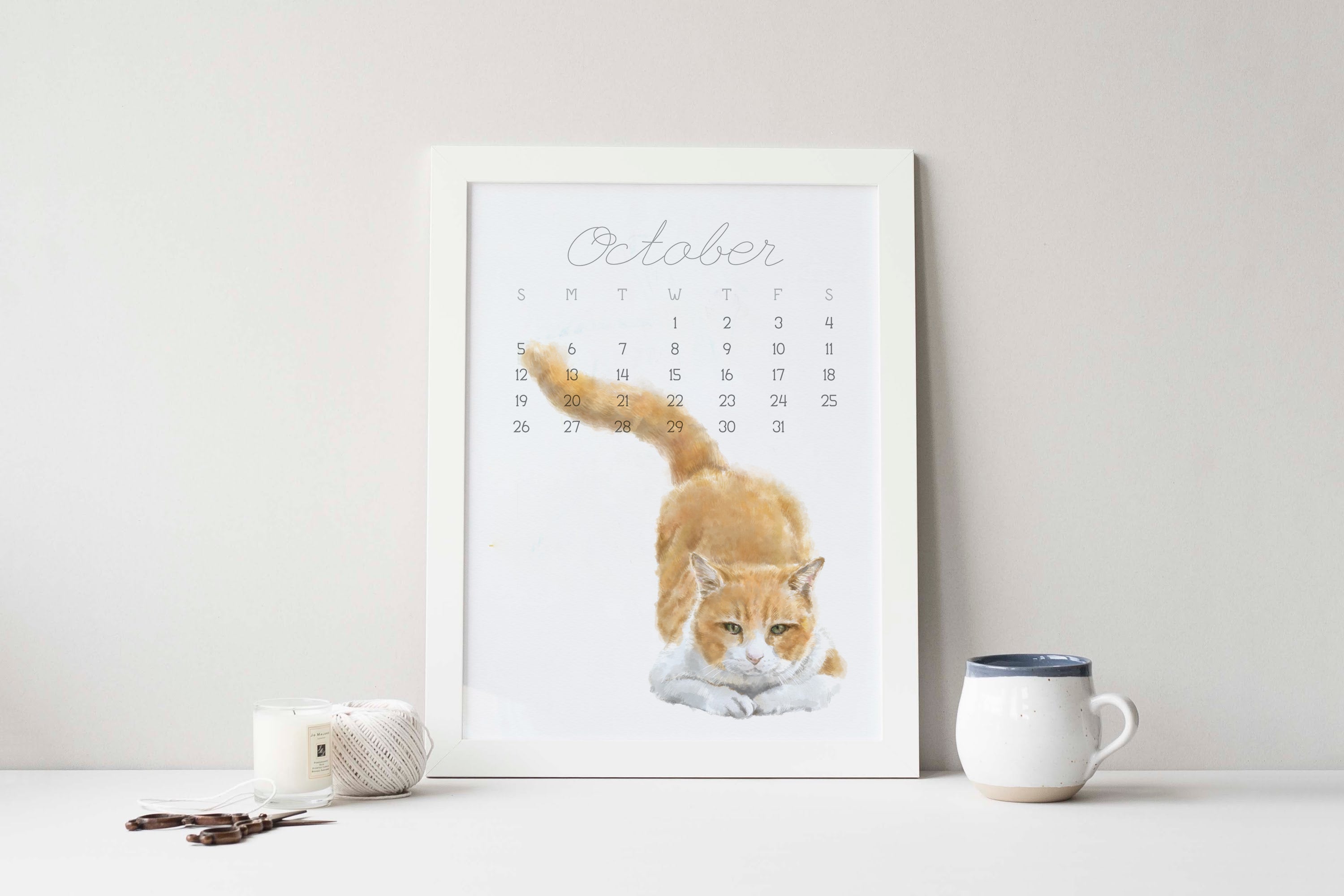 2026 Desk Calendar: Cat Watercolor Art