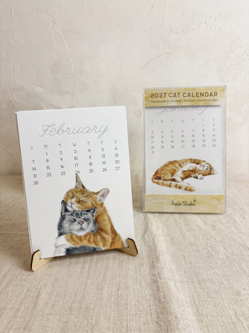2027 Desk Calendar: Cat Watercolor Art