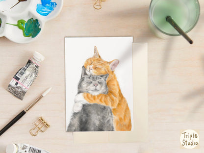 Cats Snuggle in Love Card