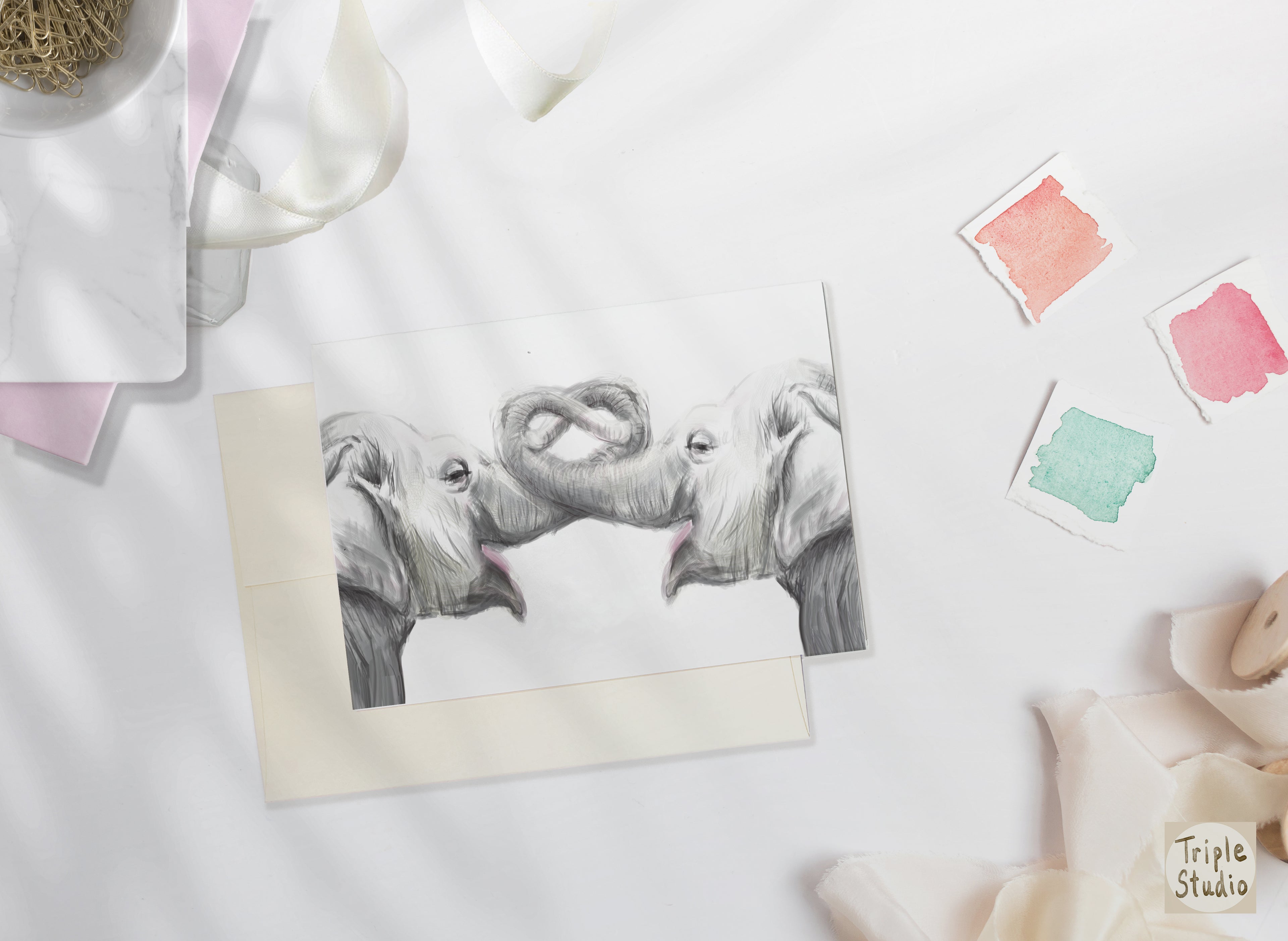 Elephant in Love Card