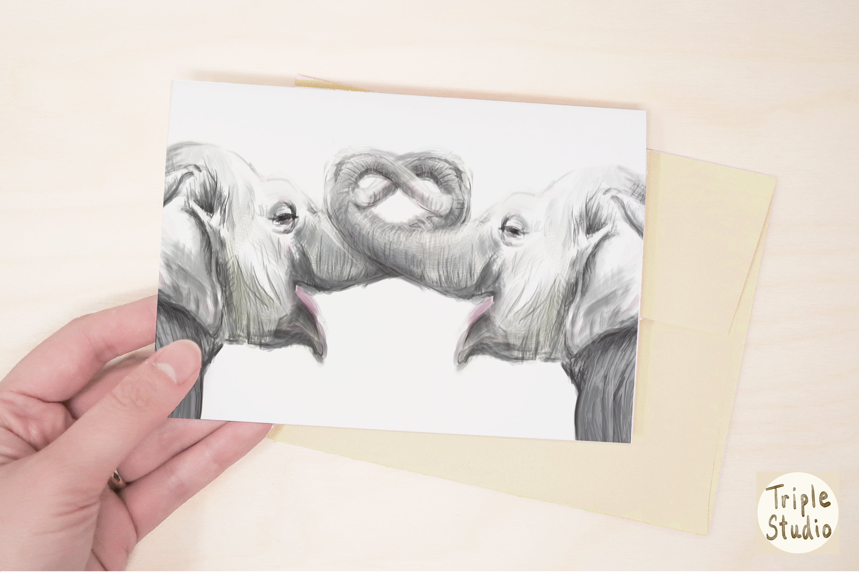 Elephant in Love Card