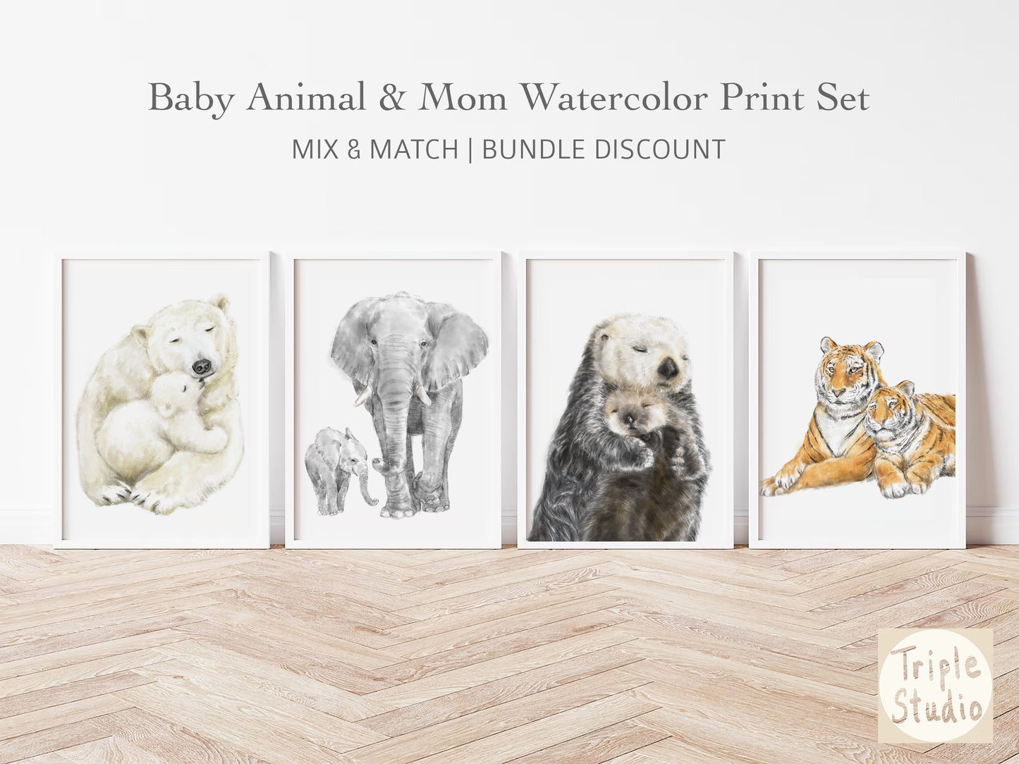 Tiger Mom and Baby Art Print