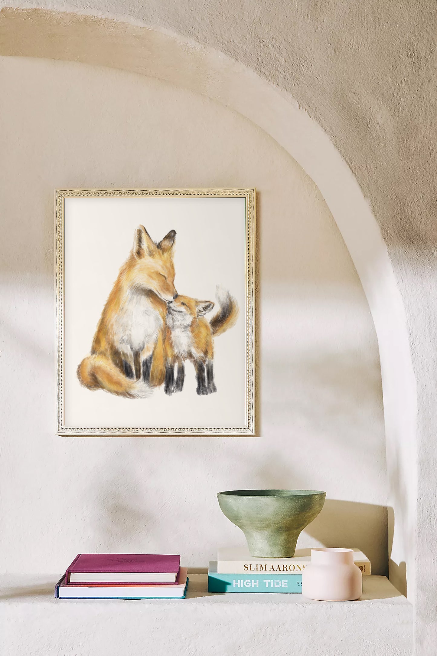 Fox Mom and Baby Art Print