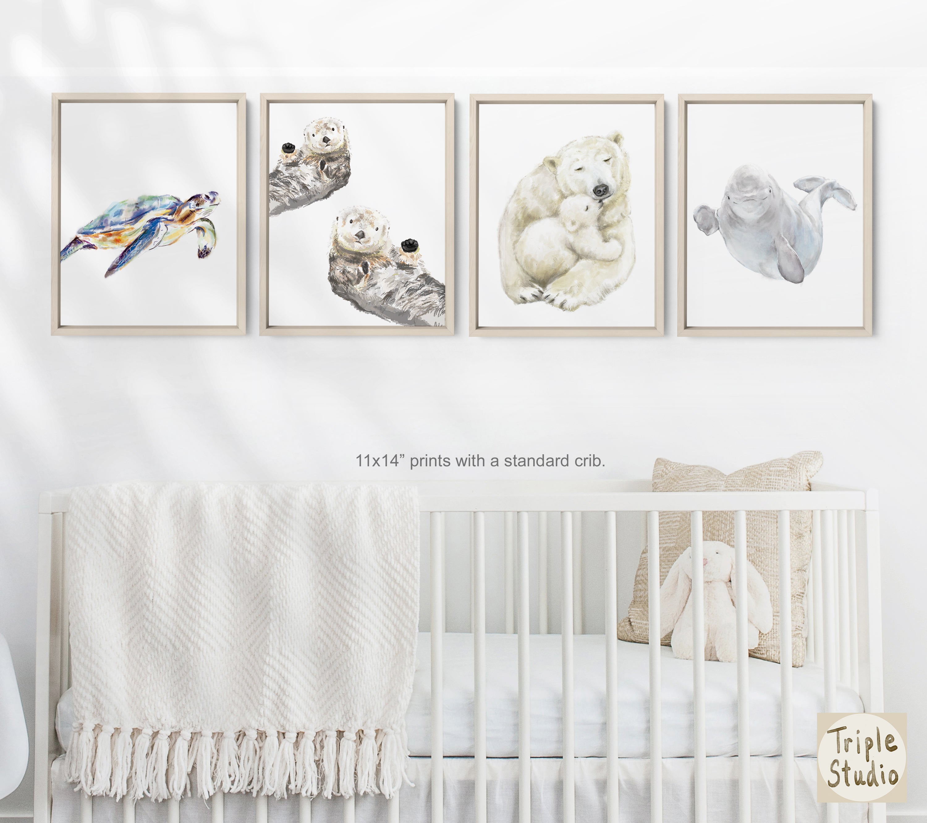 Baby Beluga Watercolor Art Print