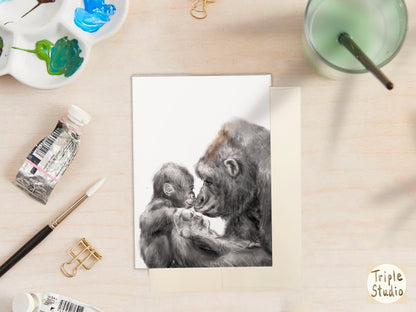 Gorilla Mom and Baby Card