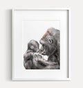 Baby Gorilla and Mom Art Print