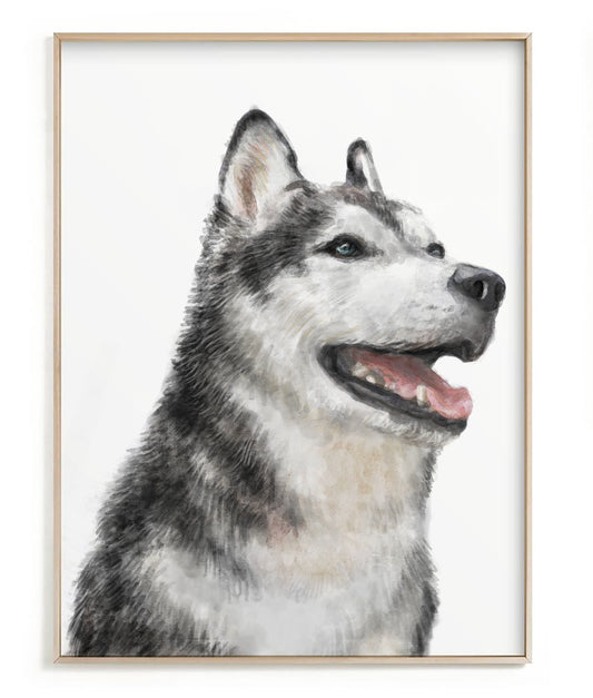 Husky Watercolor Painting | Modern Dog Wall Art