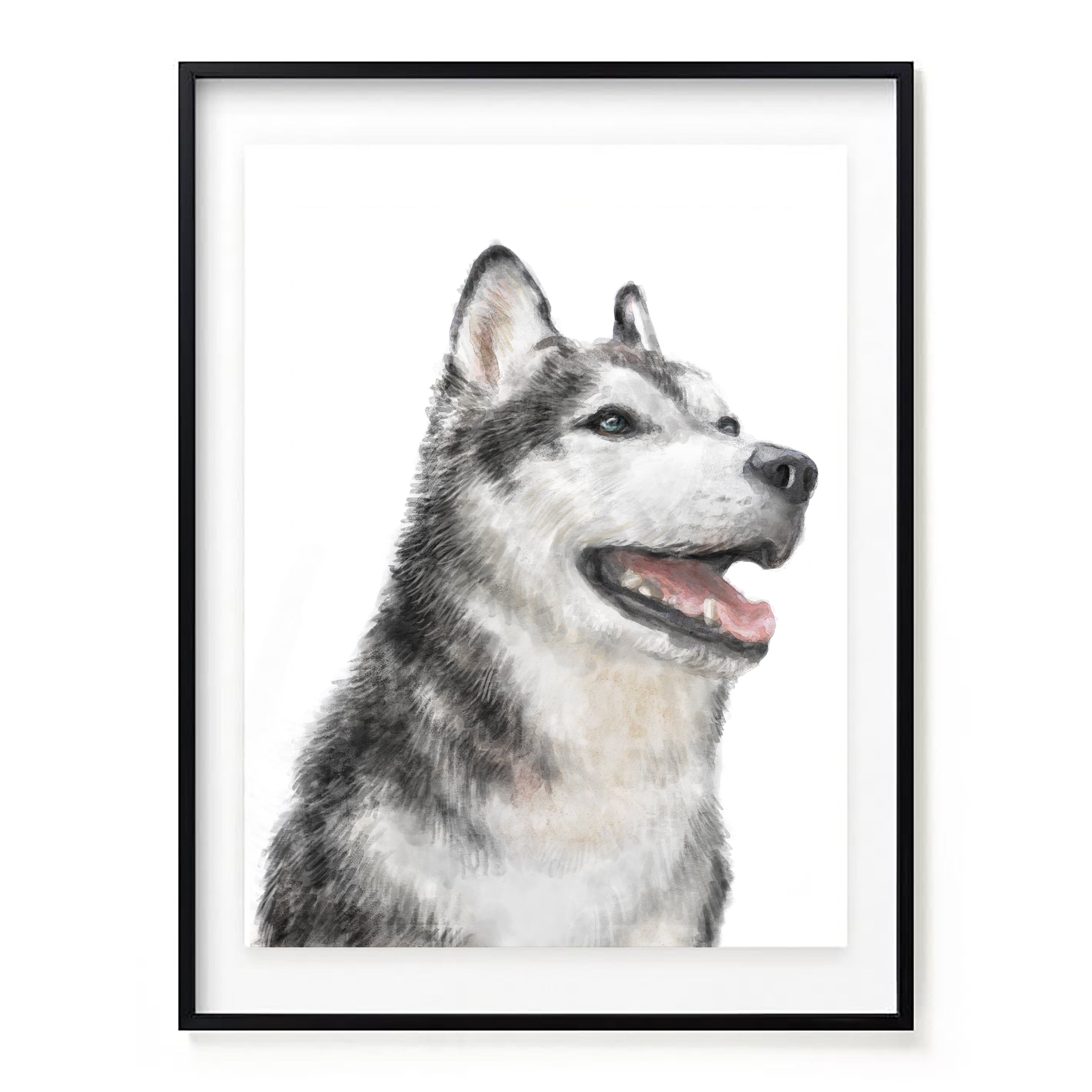 Husky Watercolor Painting | Modern Dog Wall Art
