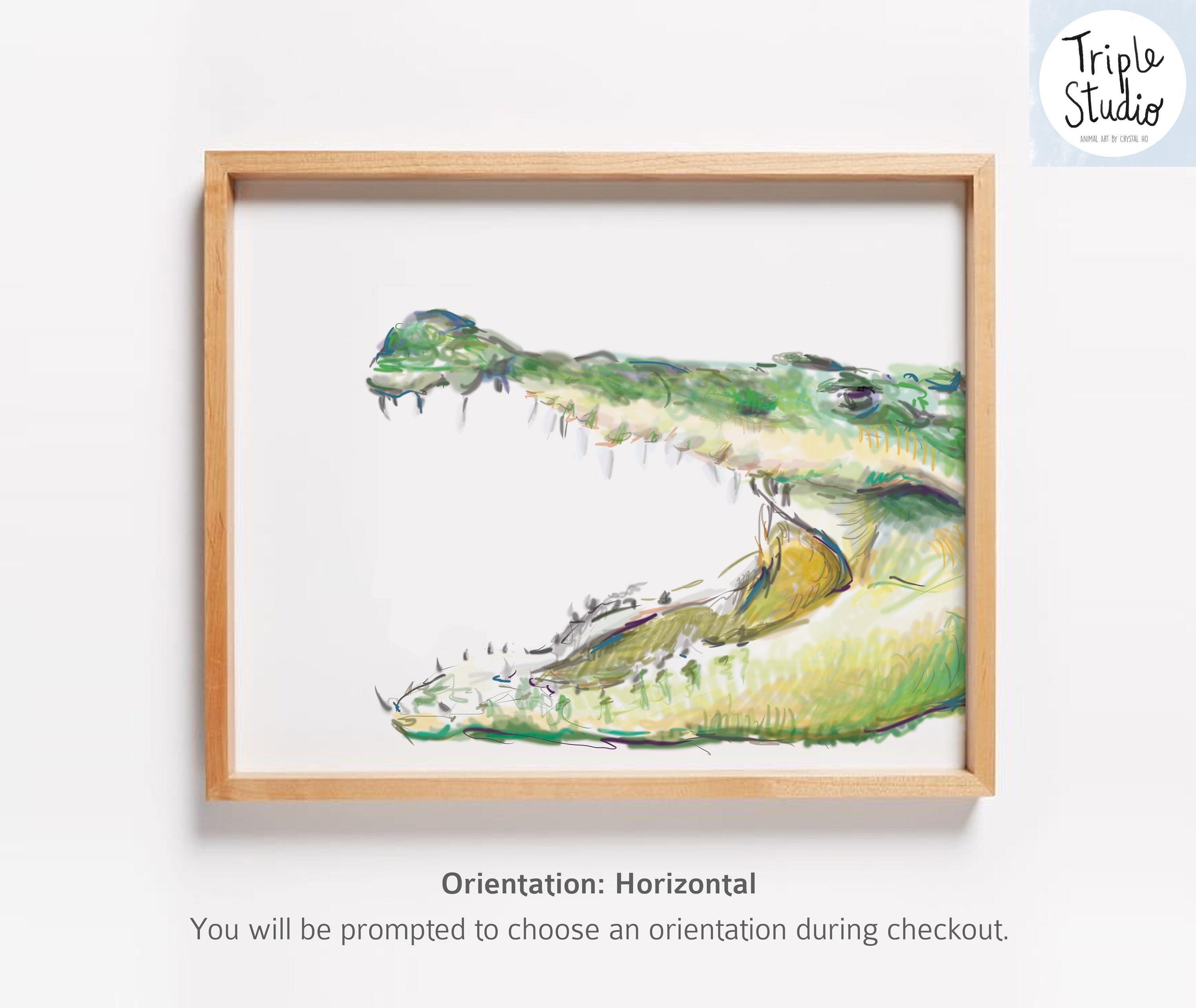 Alligator Nursery Art - Crocodile Watercolor Painting - Safari Green Wall Print - Baby Boy room decor - Jungle Themed