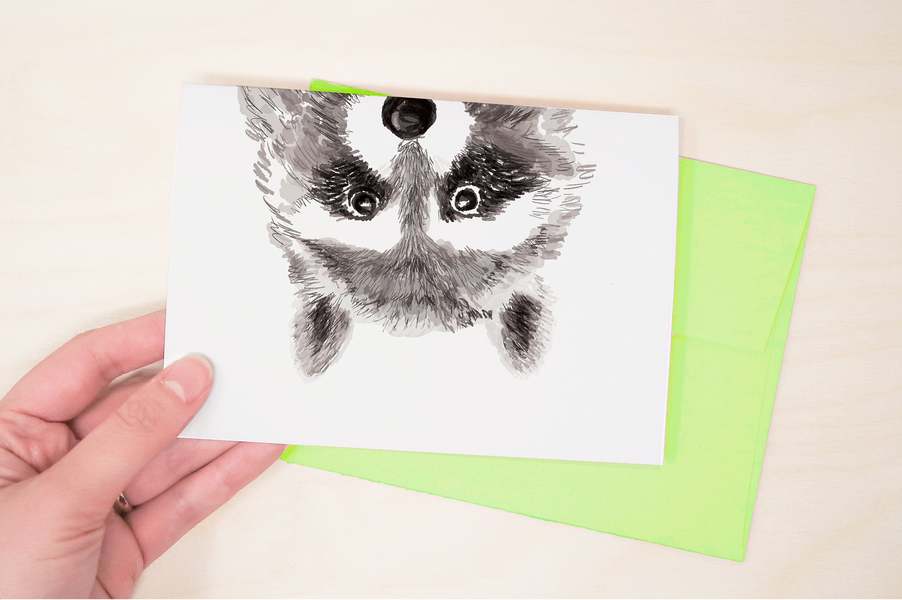 I Miss You Card - Raccoon Thinking of His Friends | Funny Woodland Whimsical Personalized | for Long distance friend, retirement