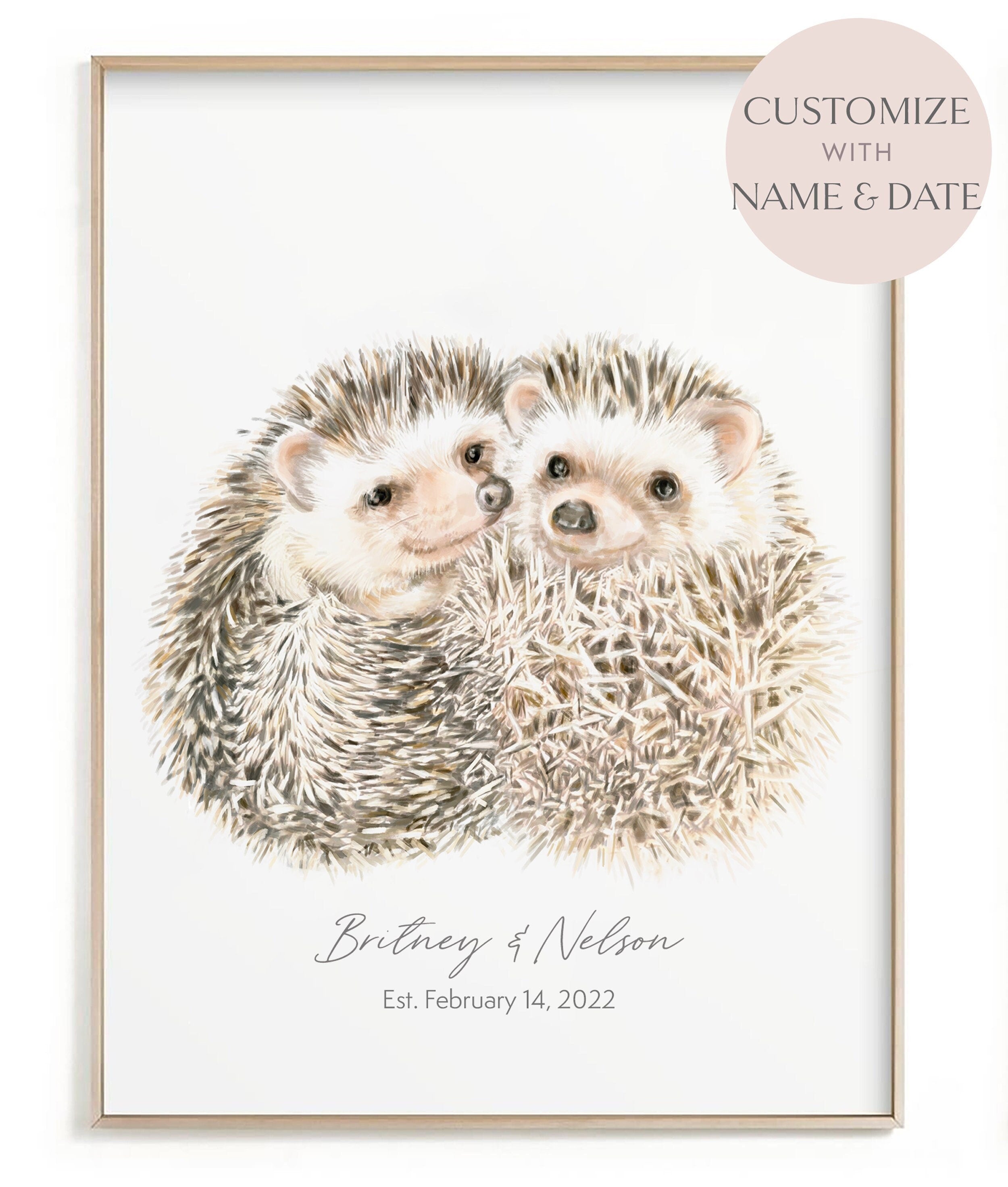 Hedgehogs in Love Art Print