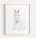 White Horse Wall Art Print - Equestrian Painting - Silver Barn Animal - Watercolor Pony Room Decor - Farm Farmhouse - Signed by Artist