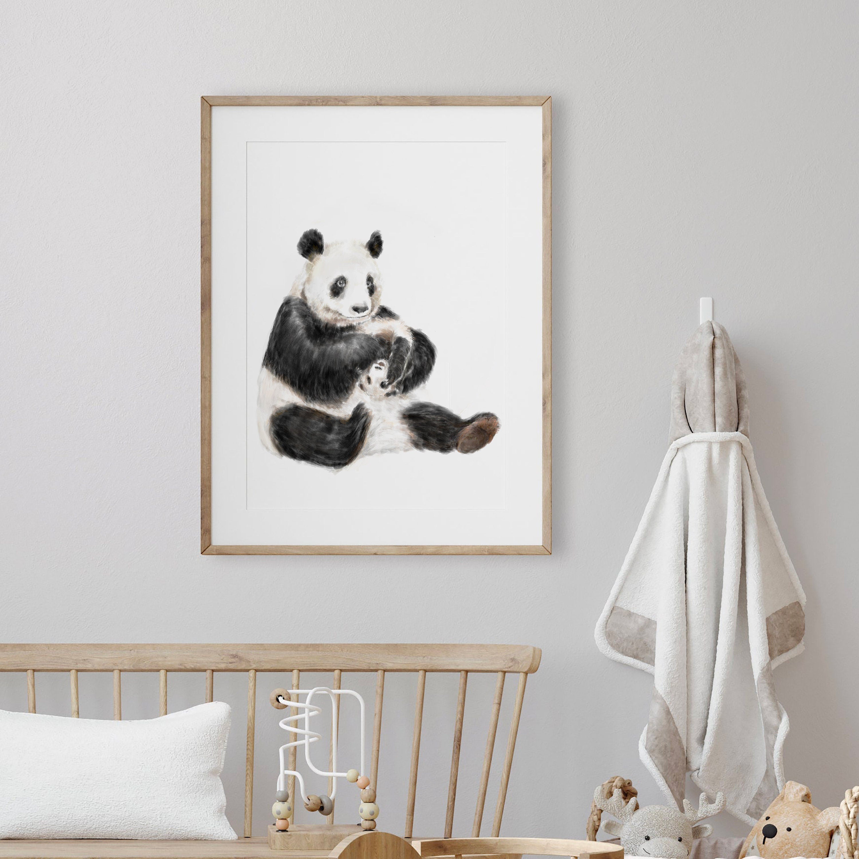 Panda Mom and Cub Art Print