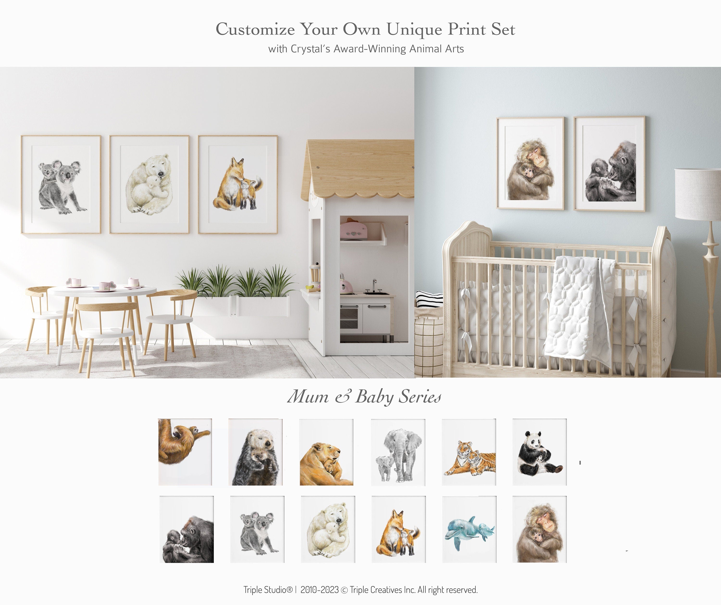 Baby Sea Otter and Mom Wall Art Print