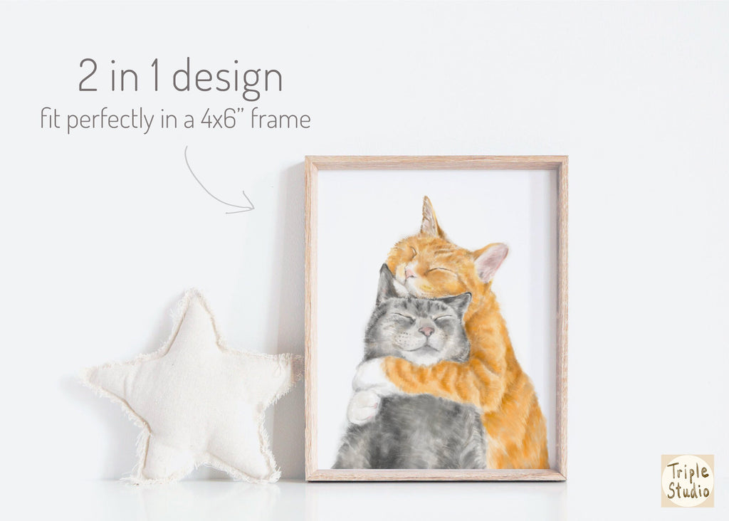 Cats Snuggle in Love Card