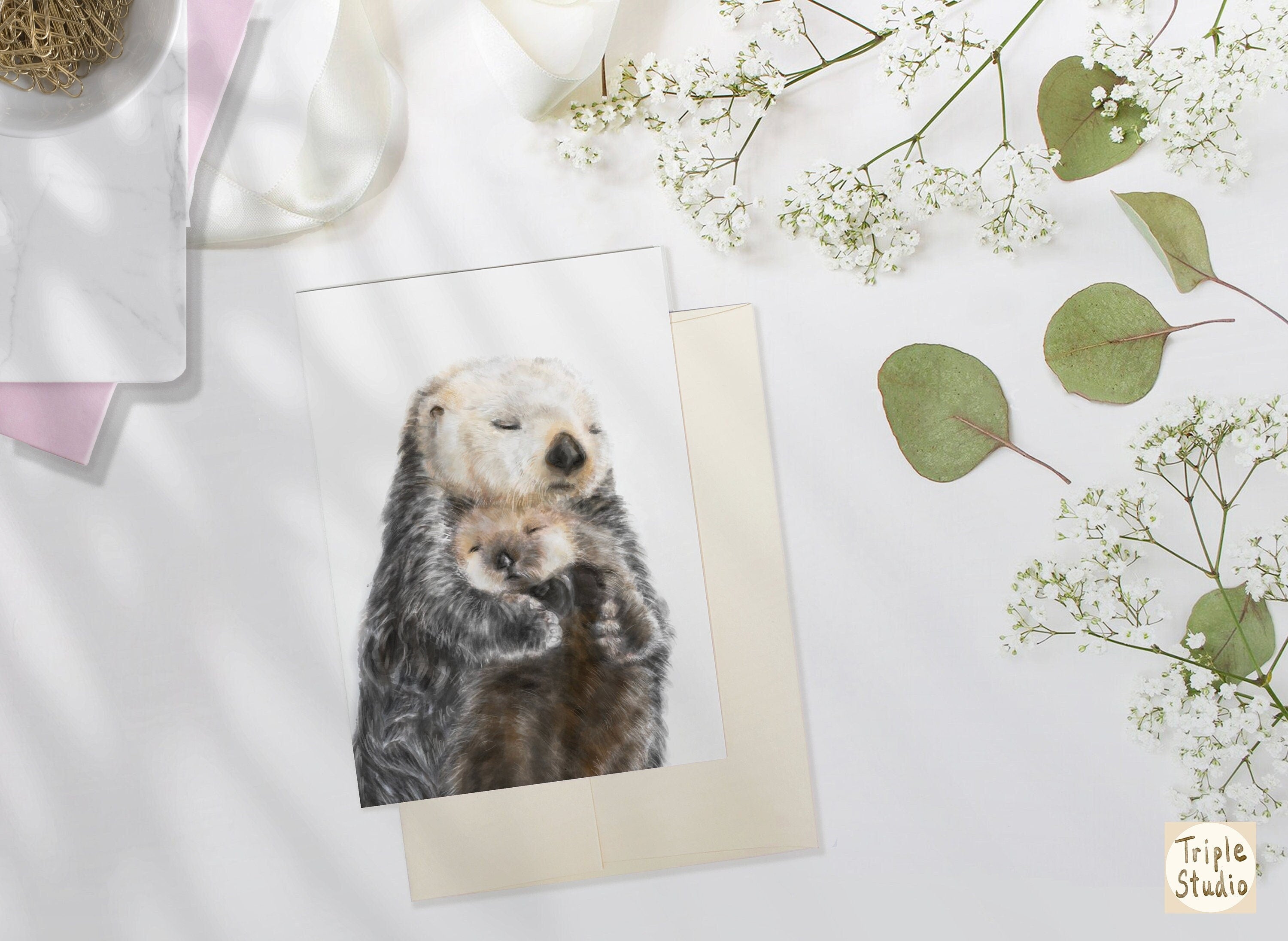 Mother's Day Card | Sea Otter Mom and Baby