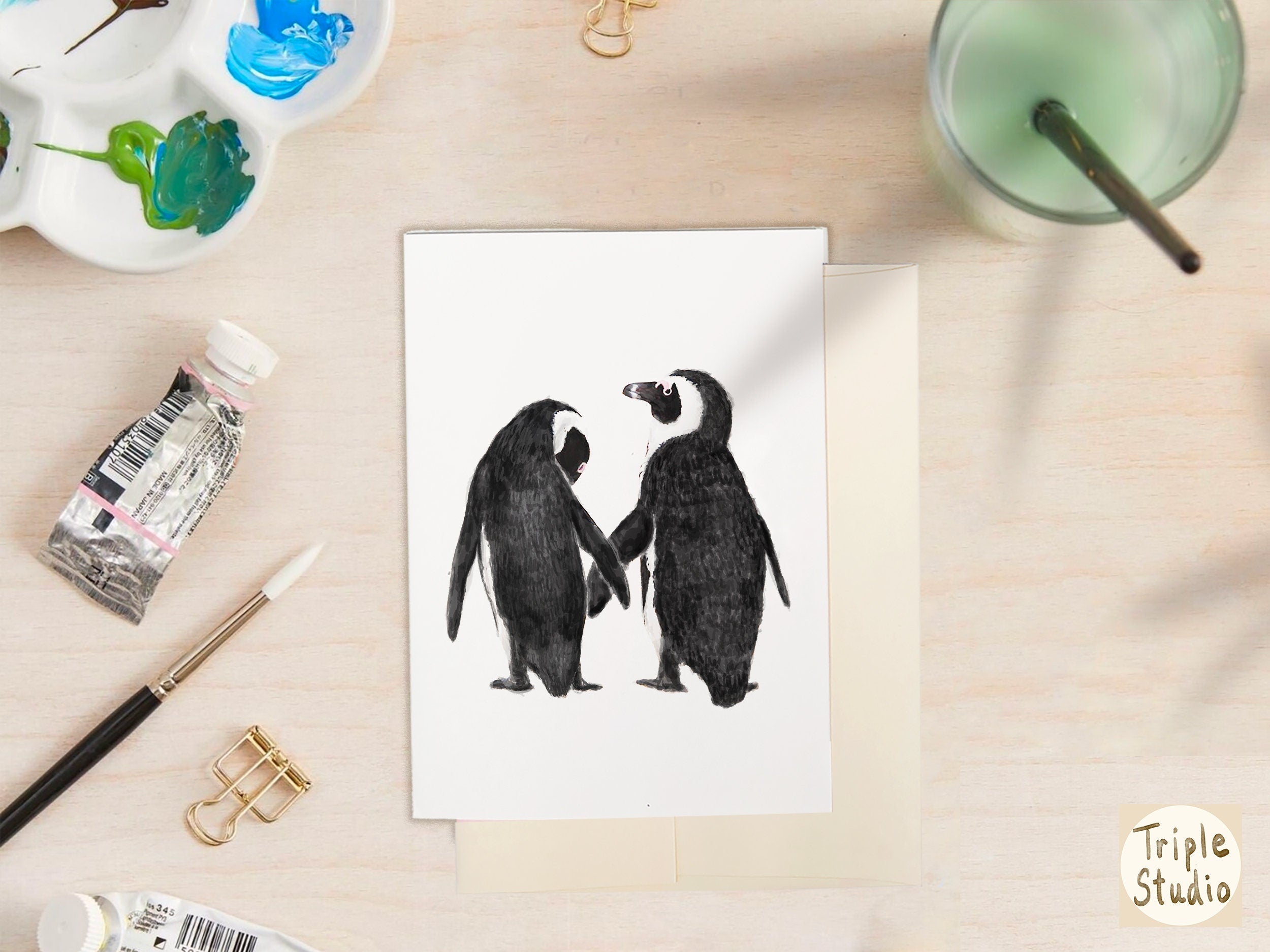 Penguin in Love Card