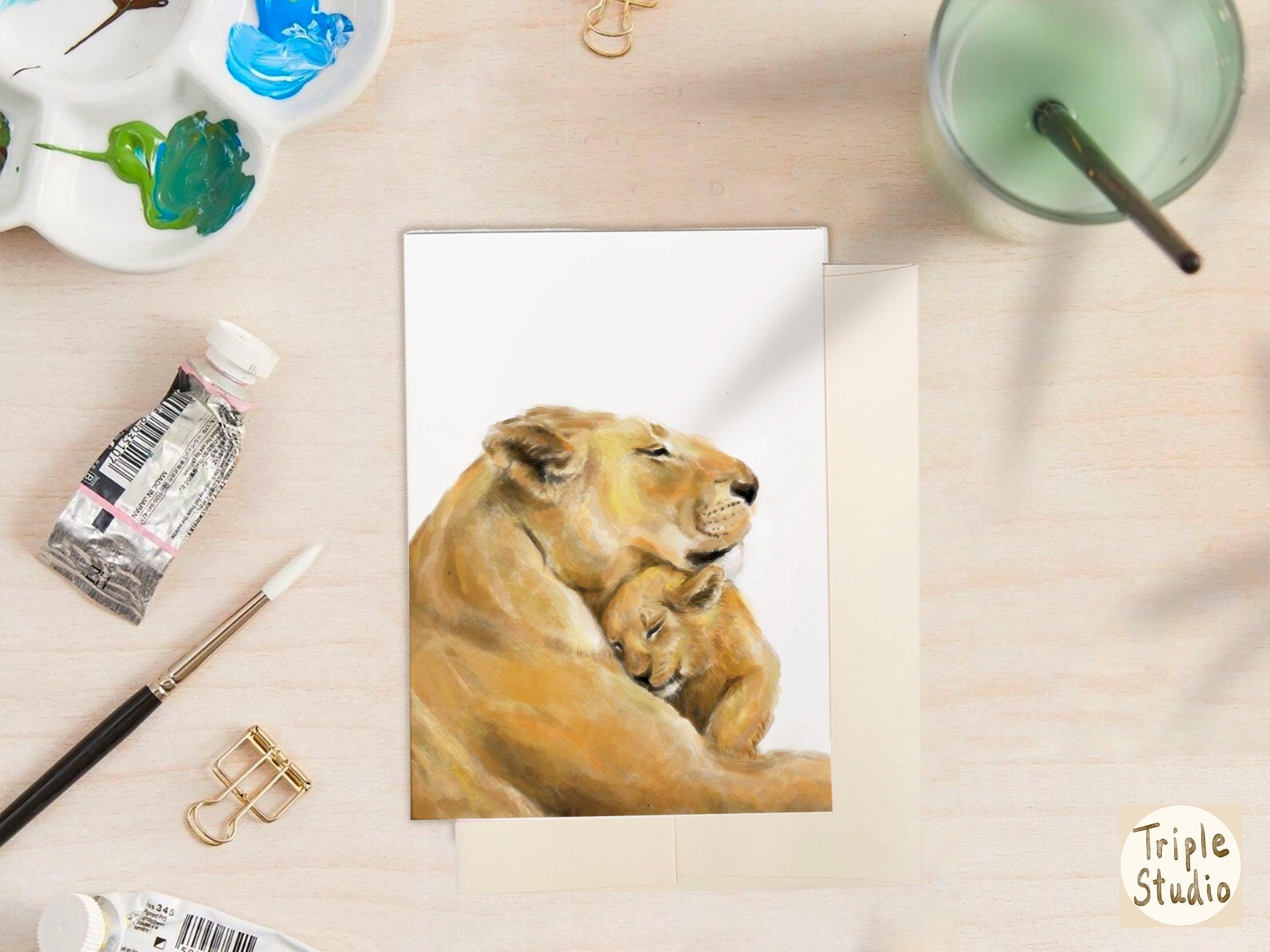 Mother's Day Card | Best Mom Ever | Lion with Baby