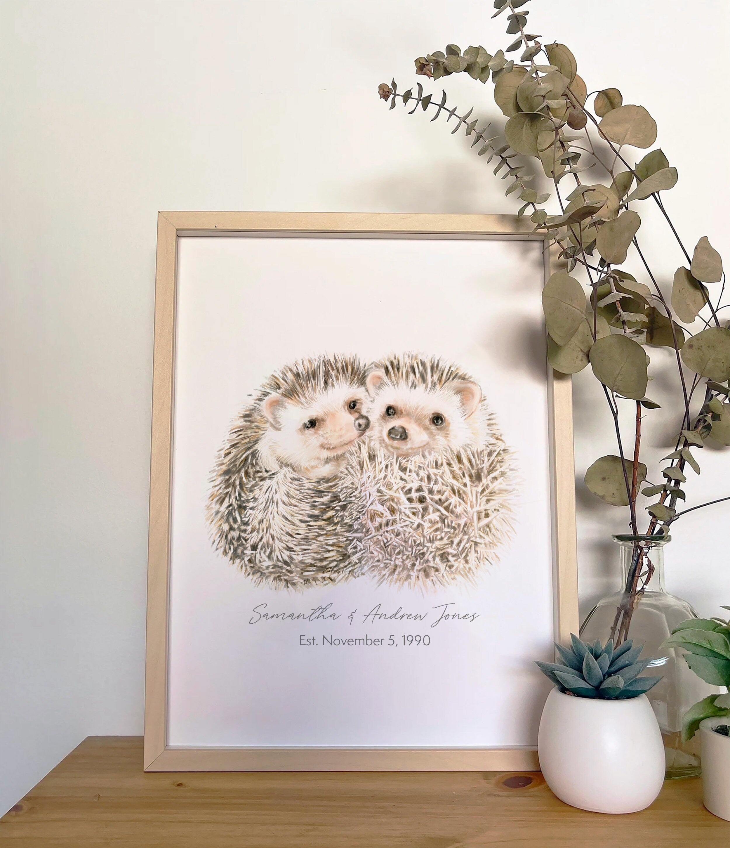Hedgehogs in Love Art Print