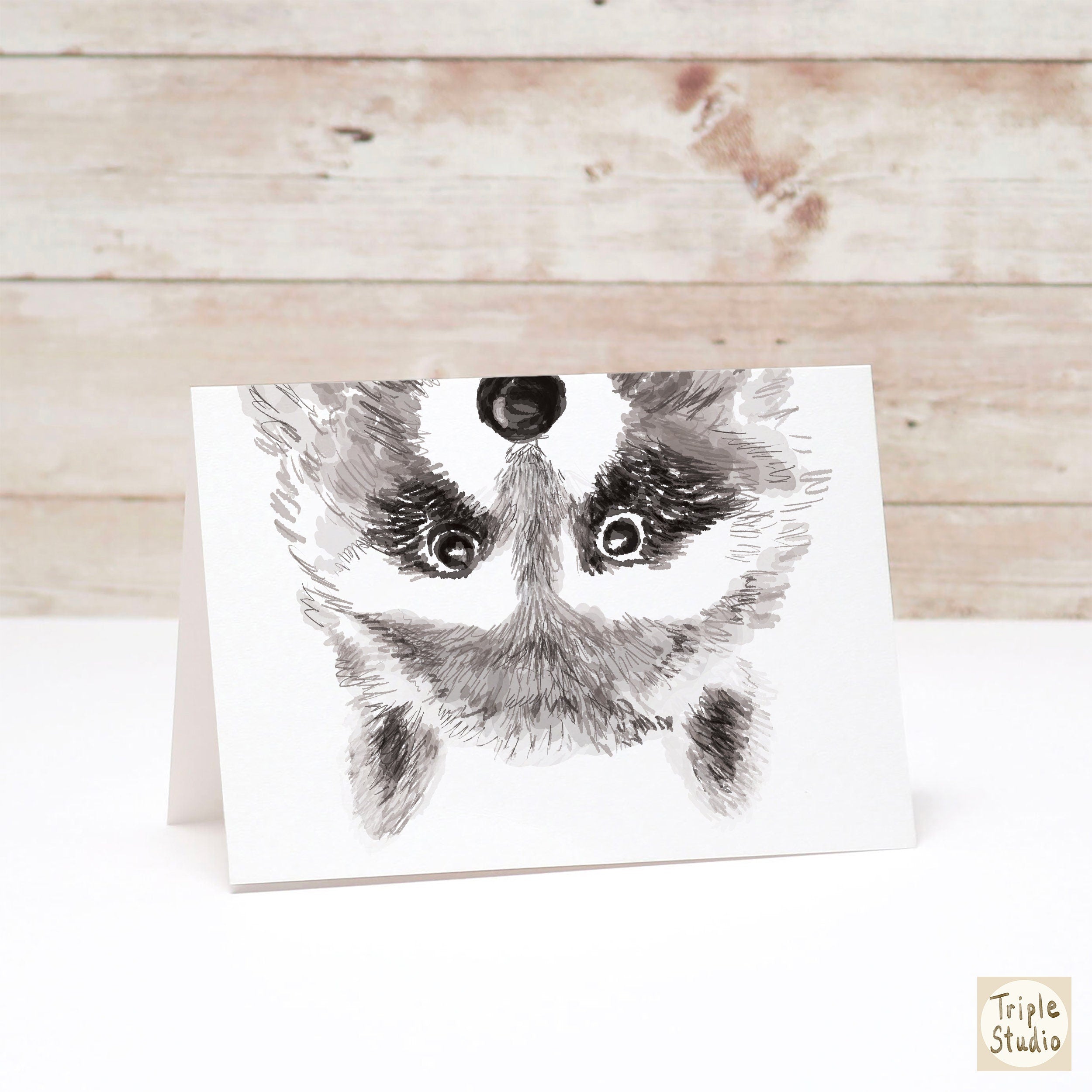 I Miss You Card - Raccoon Thinking of His Friends | Funny Woodland Whimsical Personalized | for Long distance friend, retirement