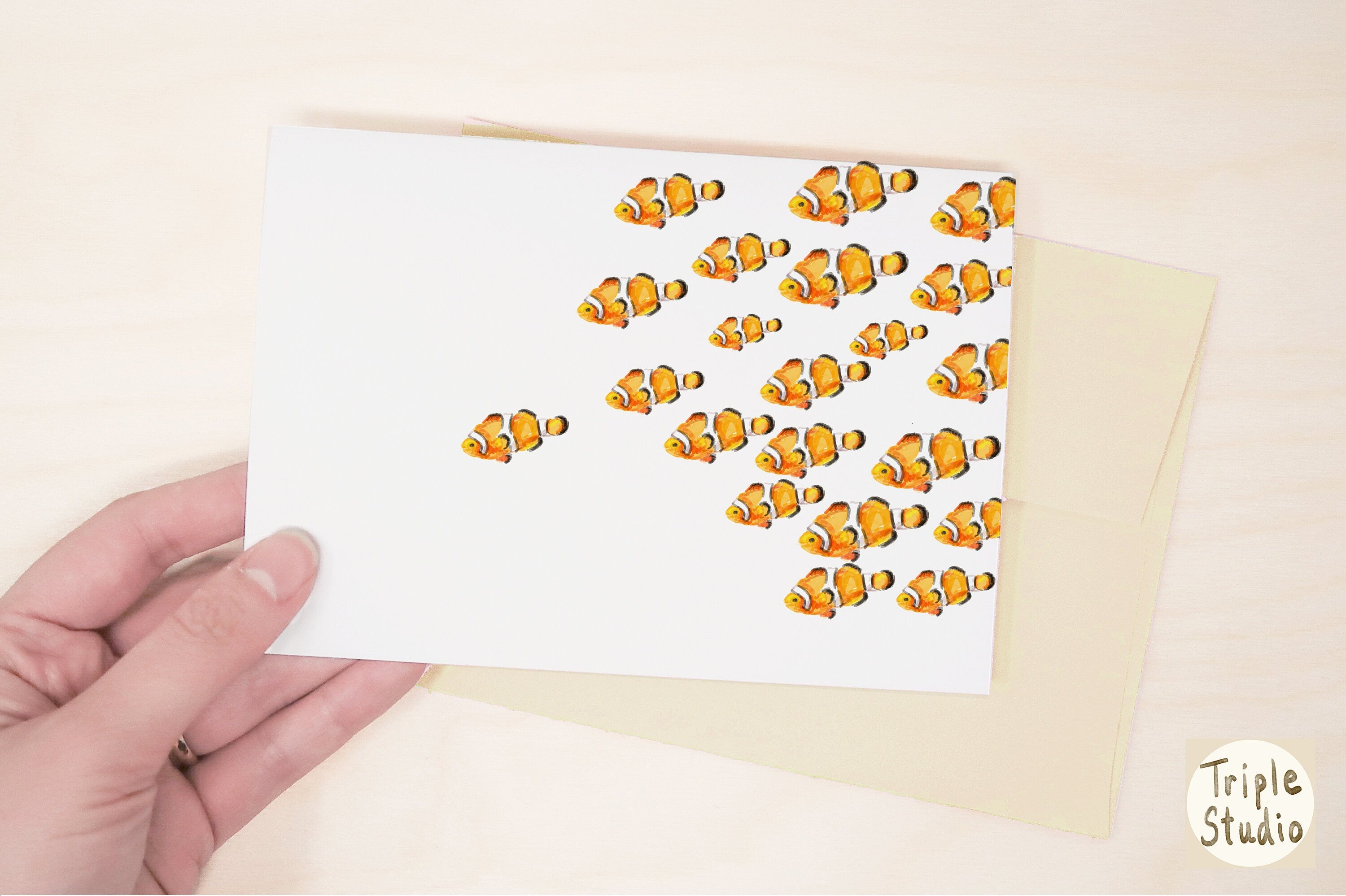 Nemo Fish Greeting Card | Ocean Themed Note Cards | Watercolor Art by Crystal Ho | Mix and Match Set
