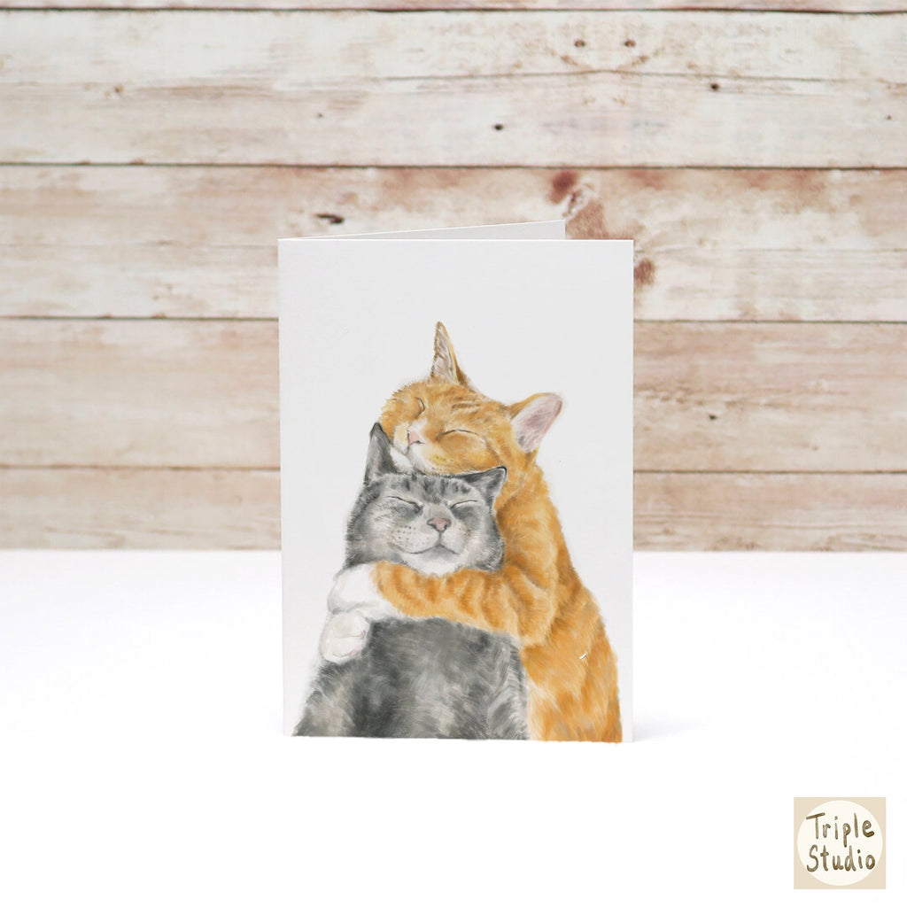 Cats Snuggle in Love Card