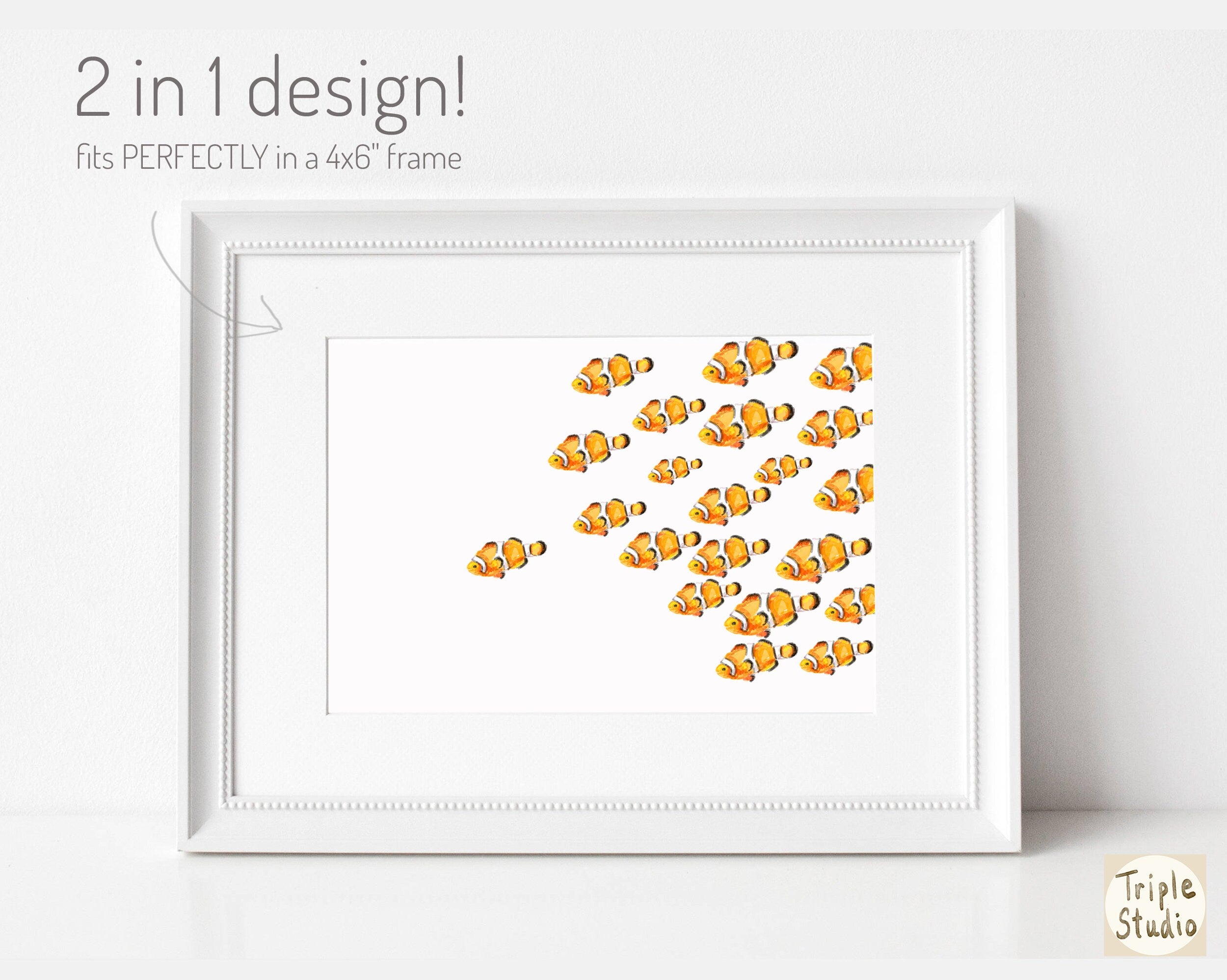 Nemo Fish Greeting Card | Ocean Themed Note Cards | Watercolor Art by Crystal Ho | Mix and Match Set