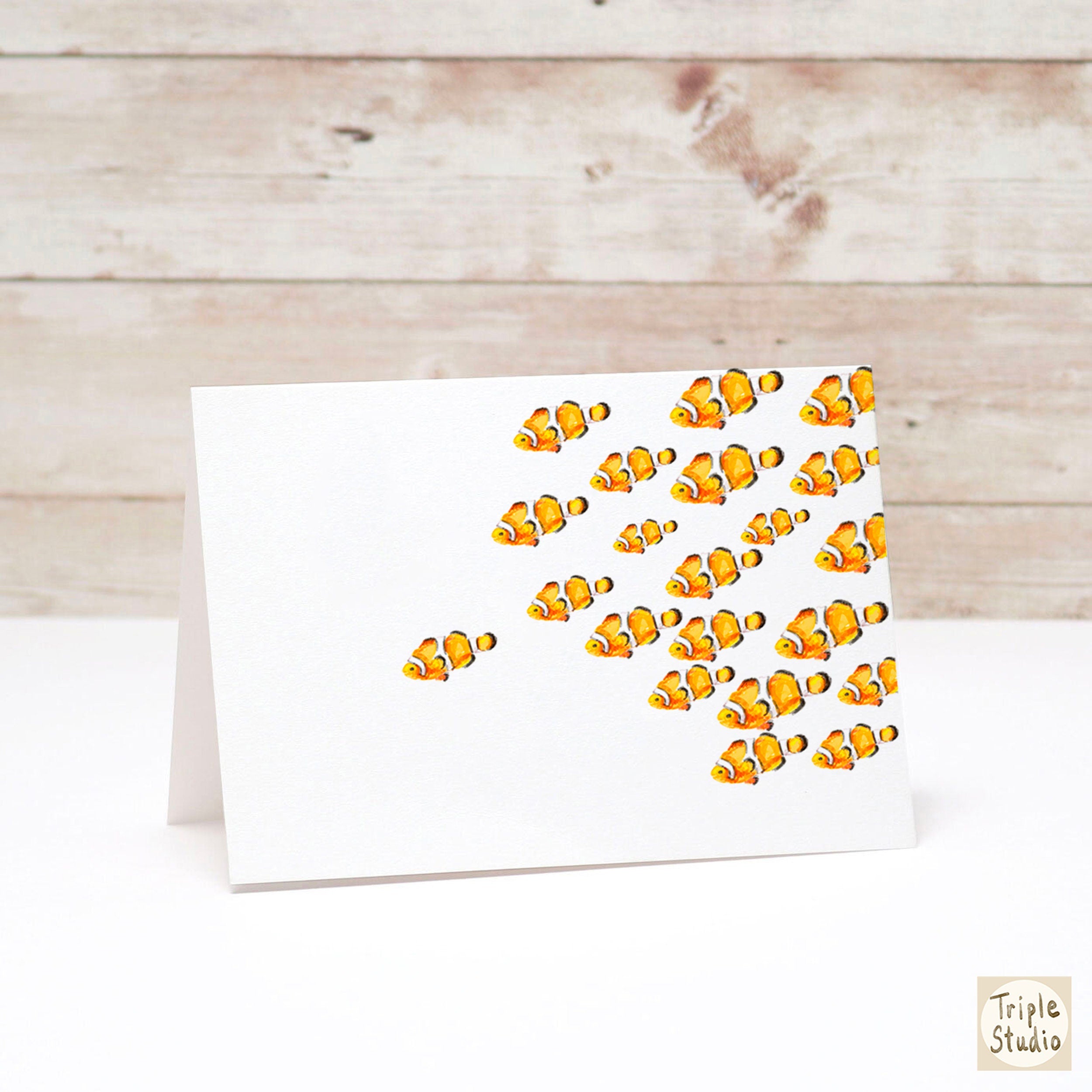 Nemo Fish Greeting Card | Ocean Themed Note Cards | Watercolor Art by Crystal Ho | Mix and Match Set