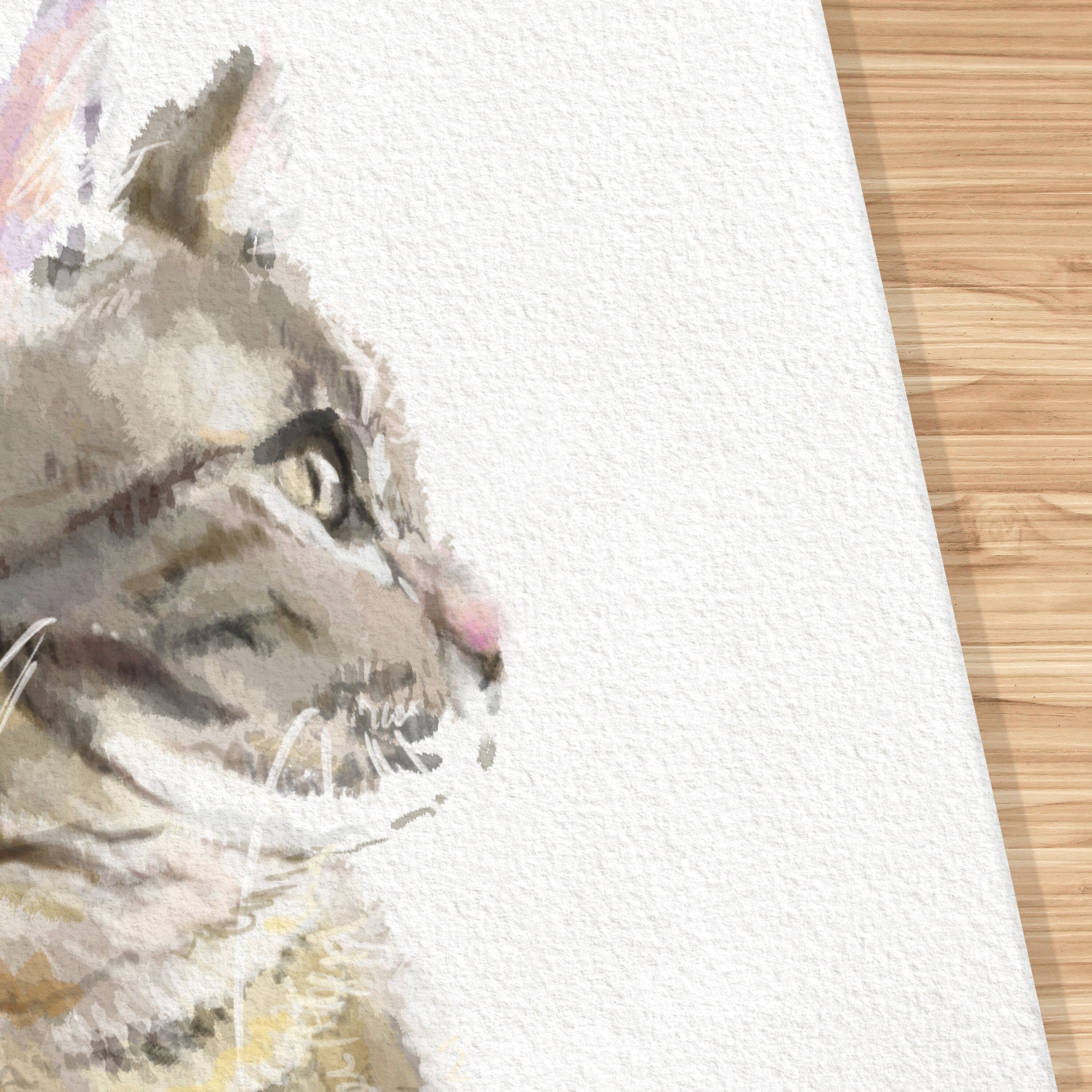 Gray Tabby Cat Watercolor Painting || Minimalistic Modern Cat Wall Art Print, Gift For Cat Lover, Crazy Cat Lady