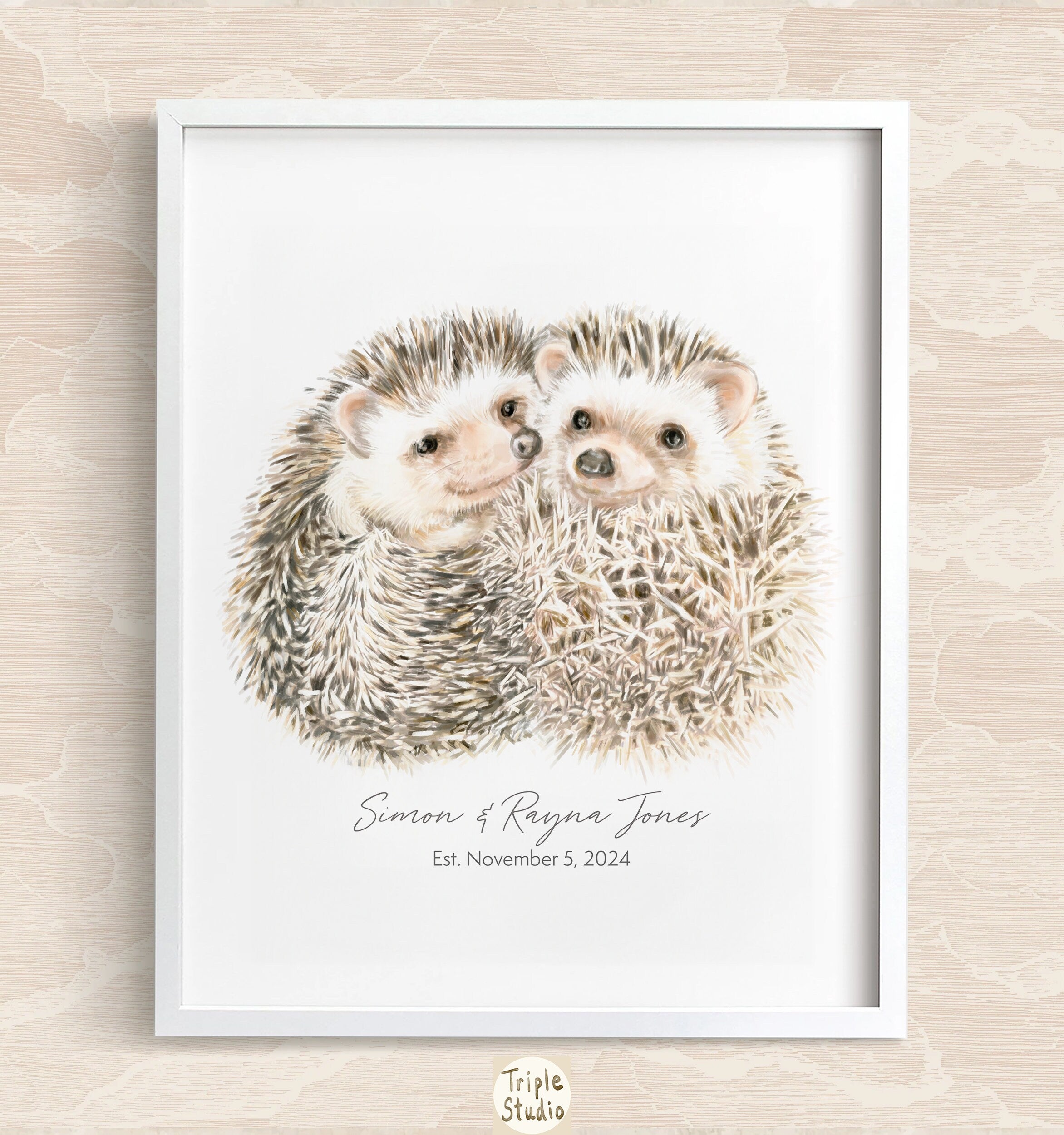 Hedgehogs in Love Art Print