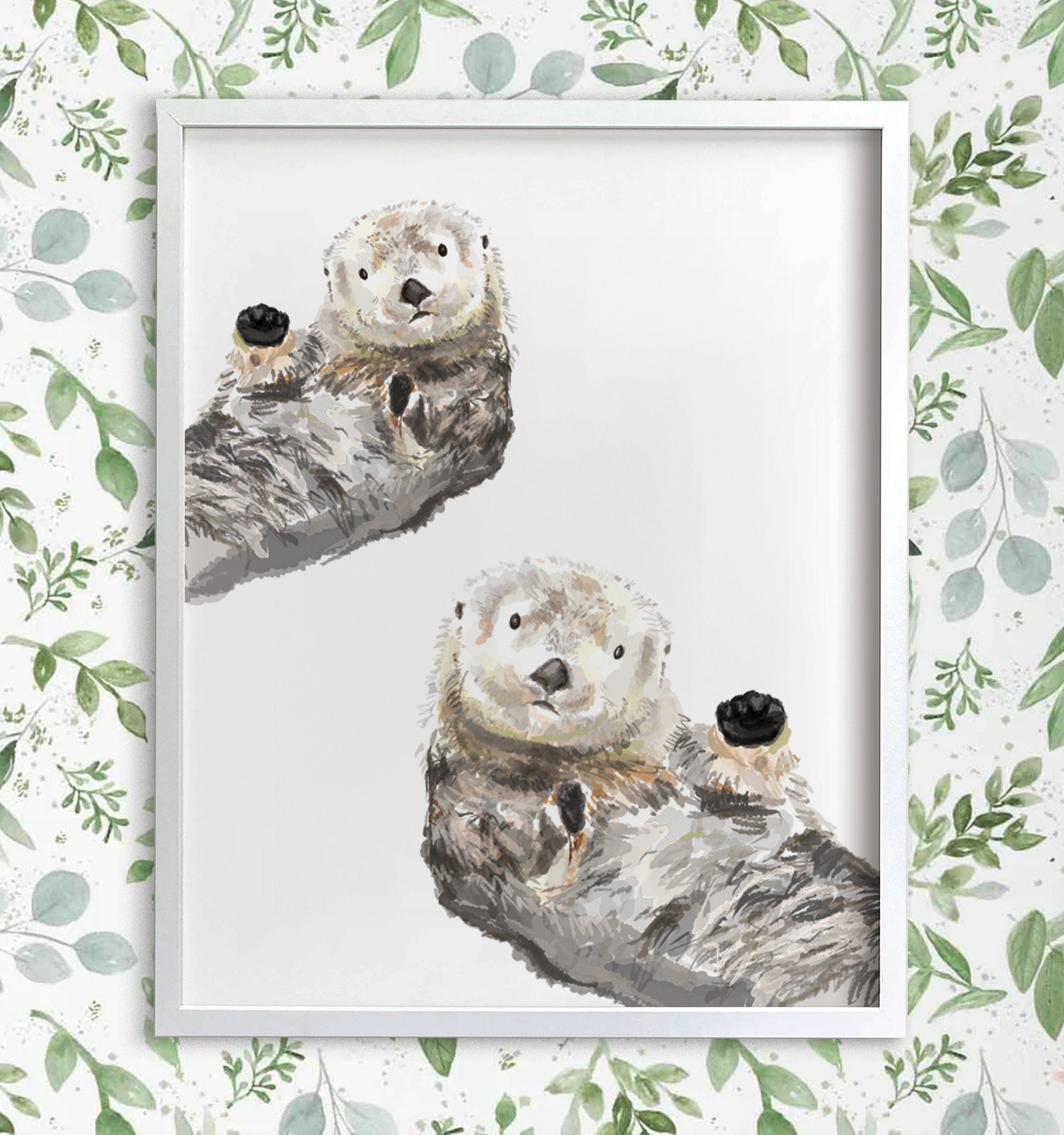 Sea Otters Art Print