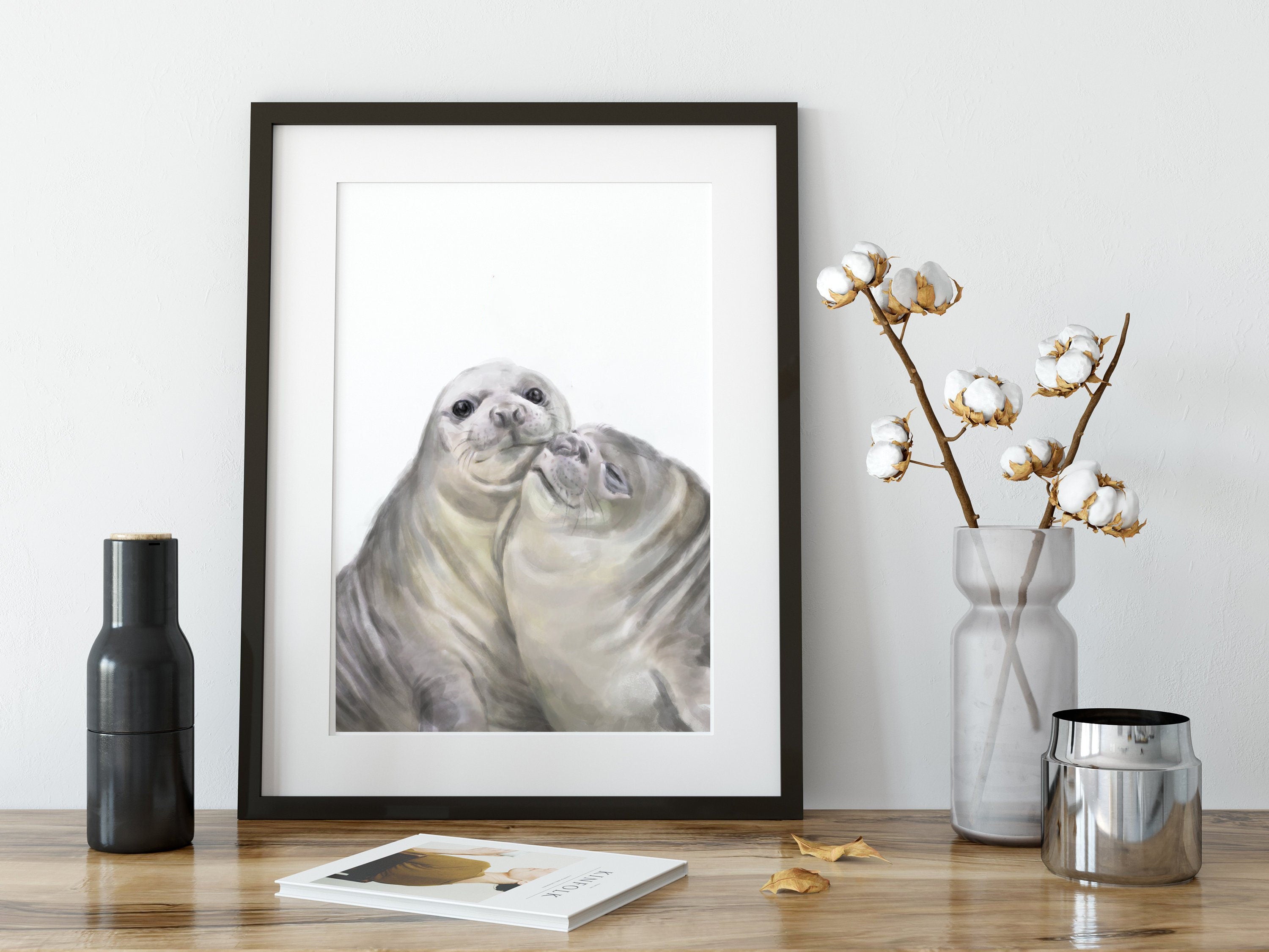 Seal in love Art Print