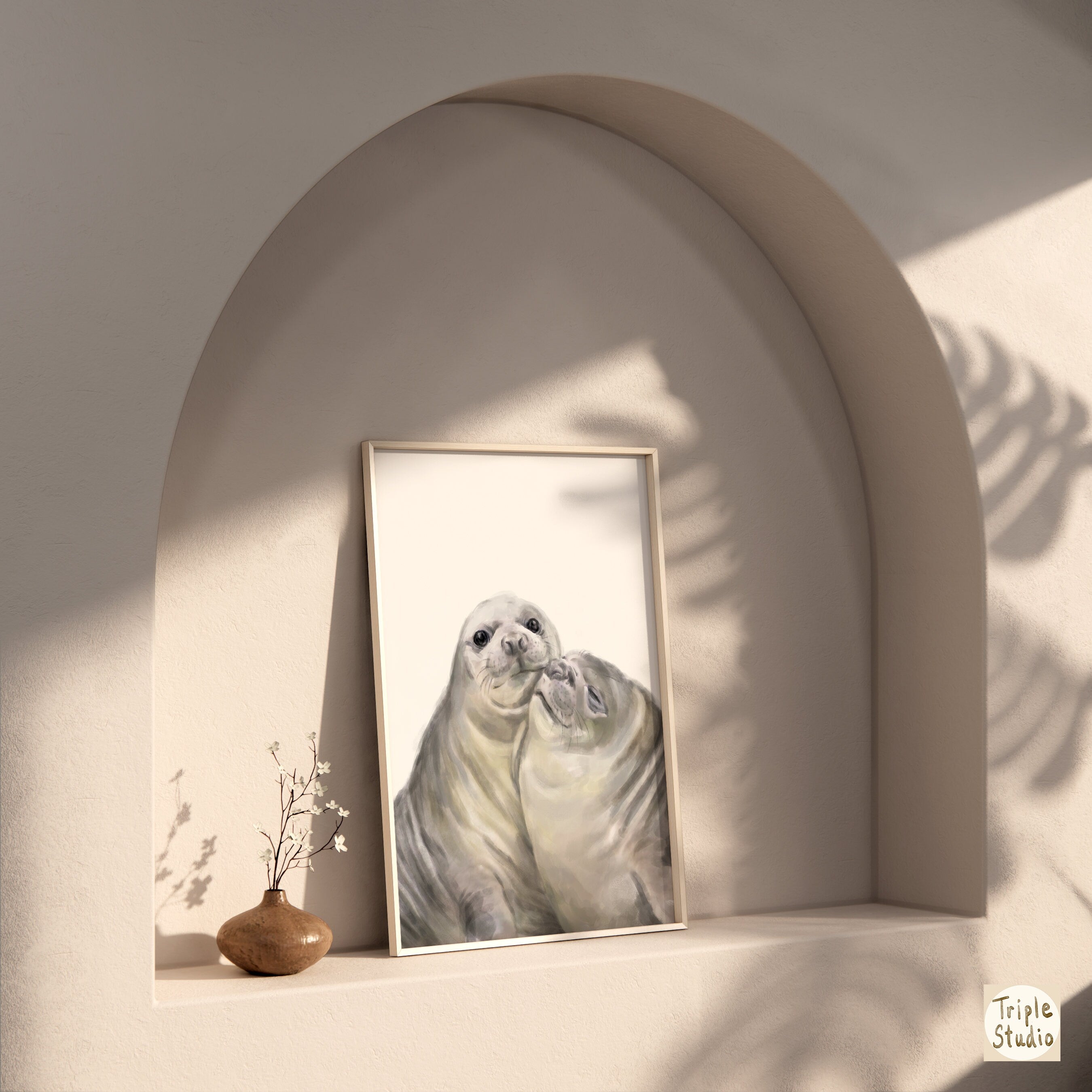 Seal in love Art Print
