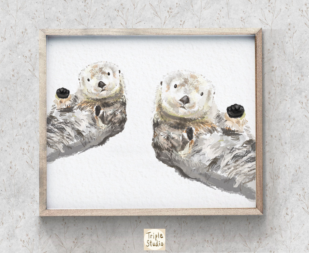 Sea Otters Art Print