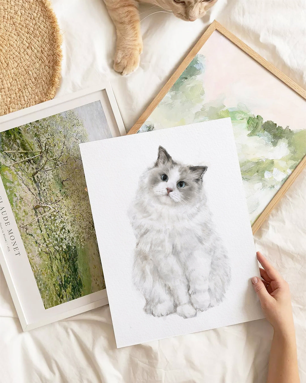 Ragdoll Cat Watercolor Painting for Modern Wall Decor