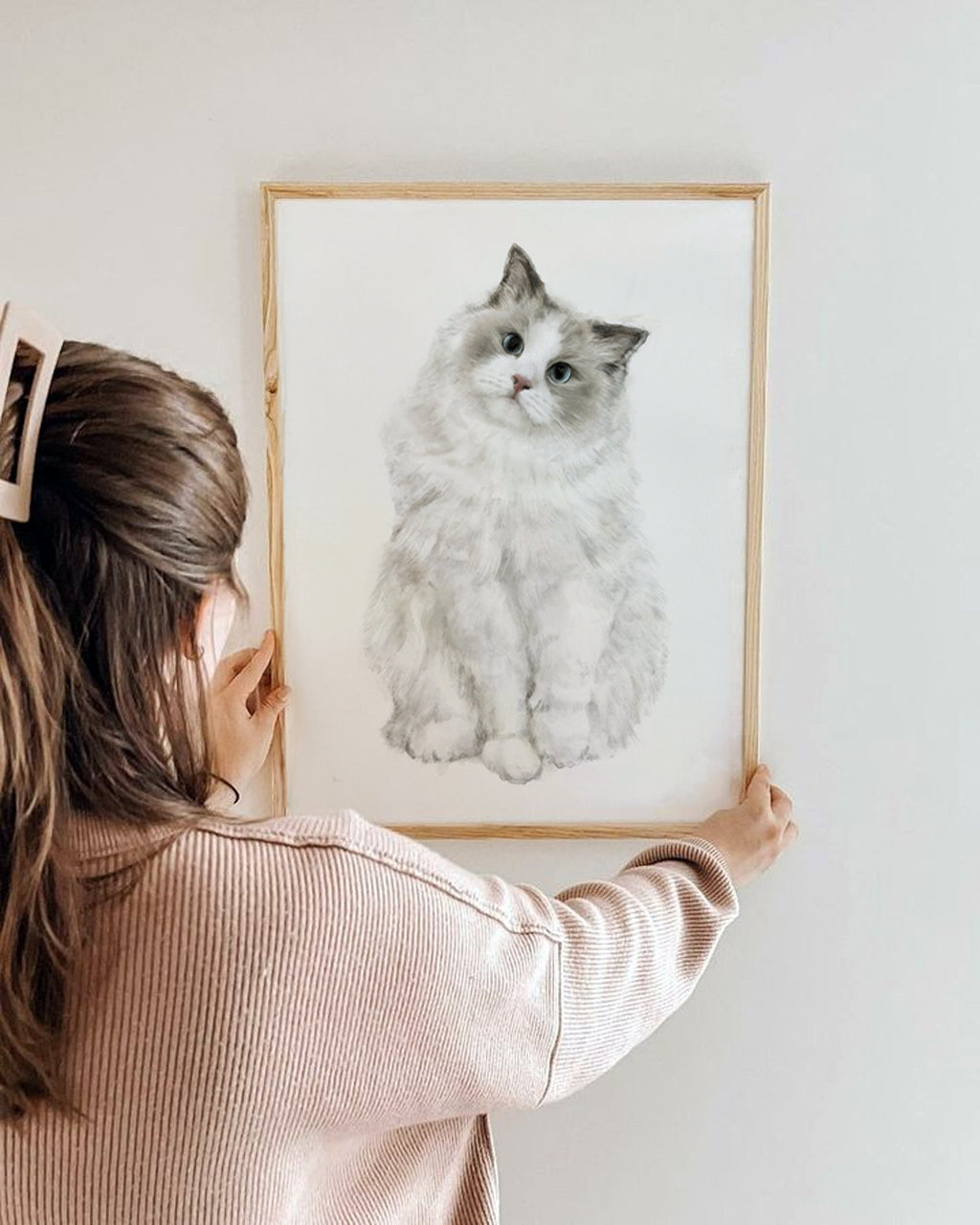 Ragdoll Cat Watercolor Painting for Modern Wall Decor