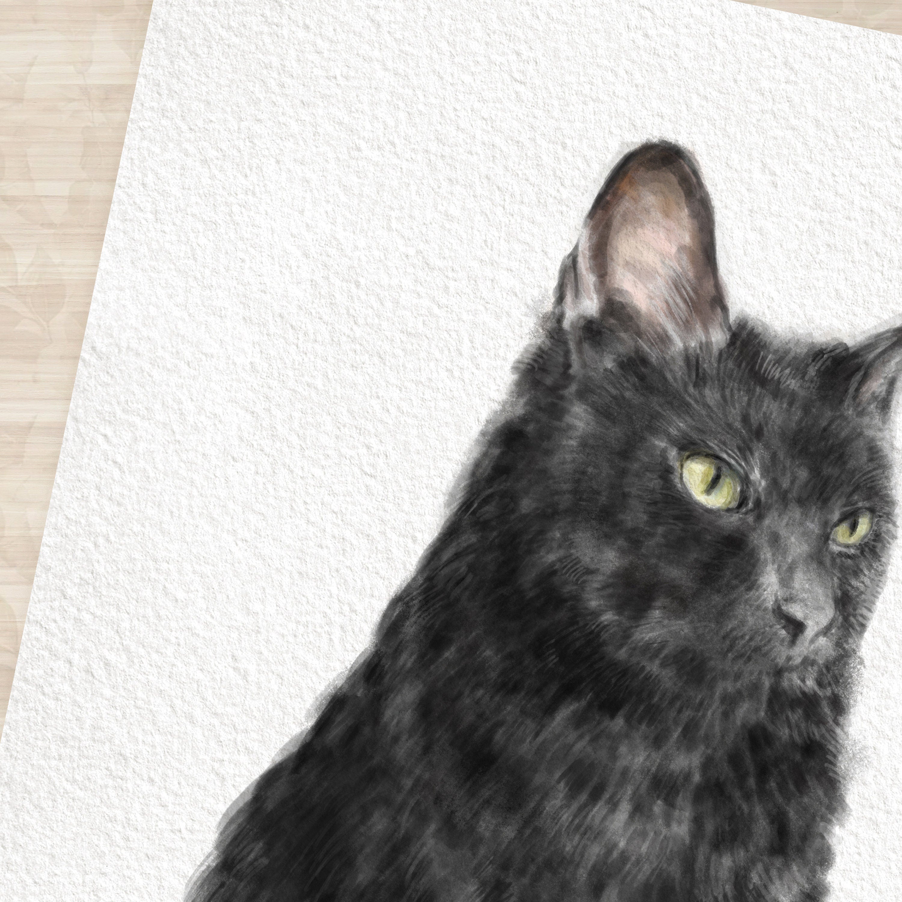 Bombay Black Cat Wall Art | Modern Watercolor Painting, Sleek Home Decor, Crazy Cat Lady, Cat Lover Unique Gift, Minimal, Signed by Artist