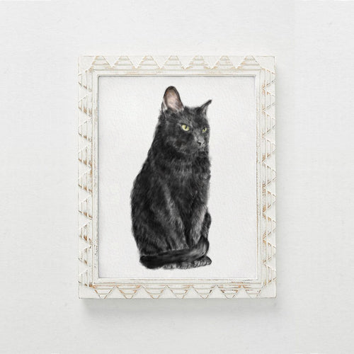 Bombay Black Cat Wall Art | Modern Watercolor Painting, Sleek Home Decor, Crazy Cat Lady, Cat Lover Unique Gift, Minimal, Signed by Artist