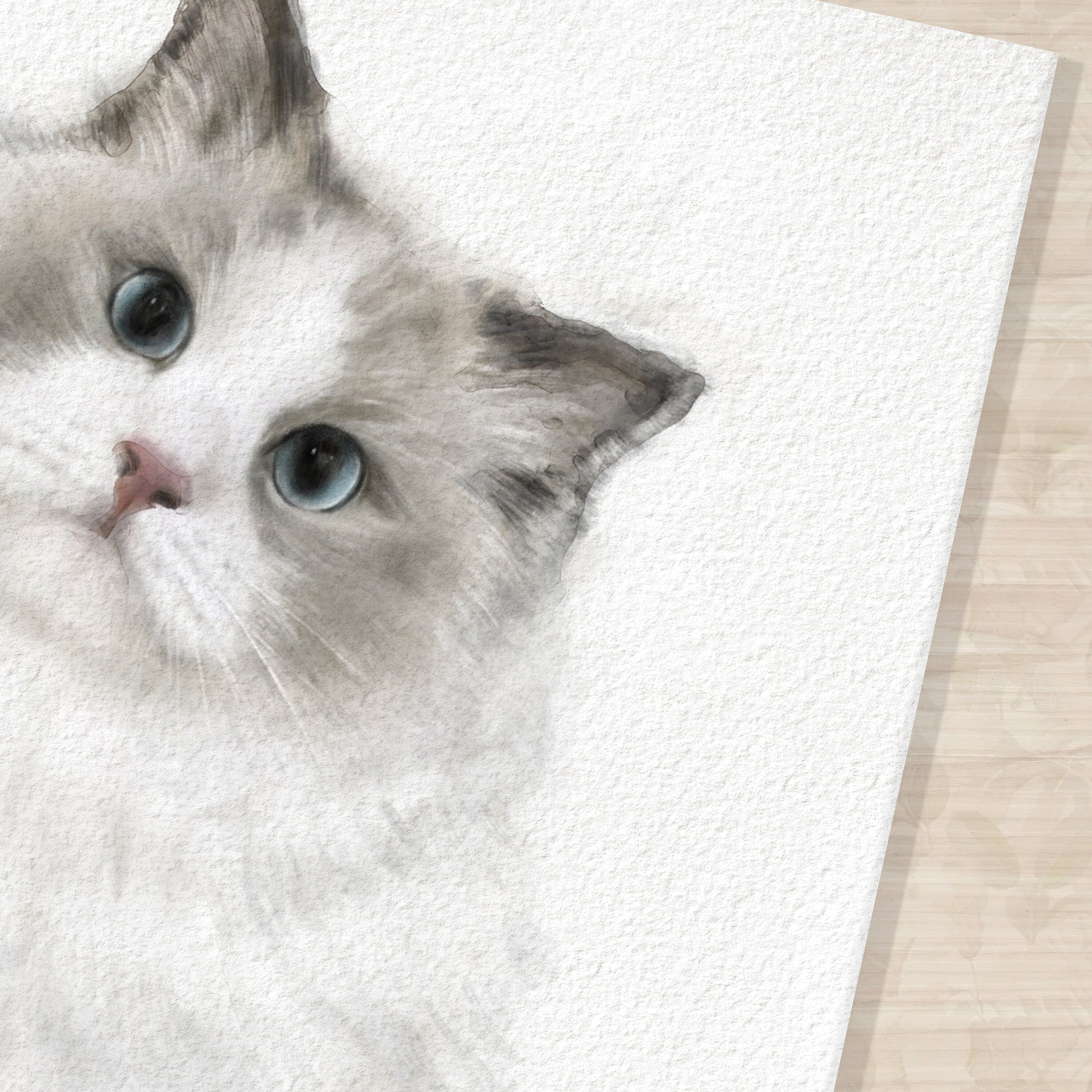 Ragdoll Cat Watercolor Painting for Modern Wall Decor