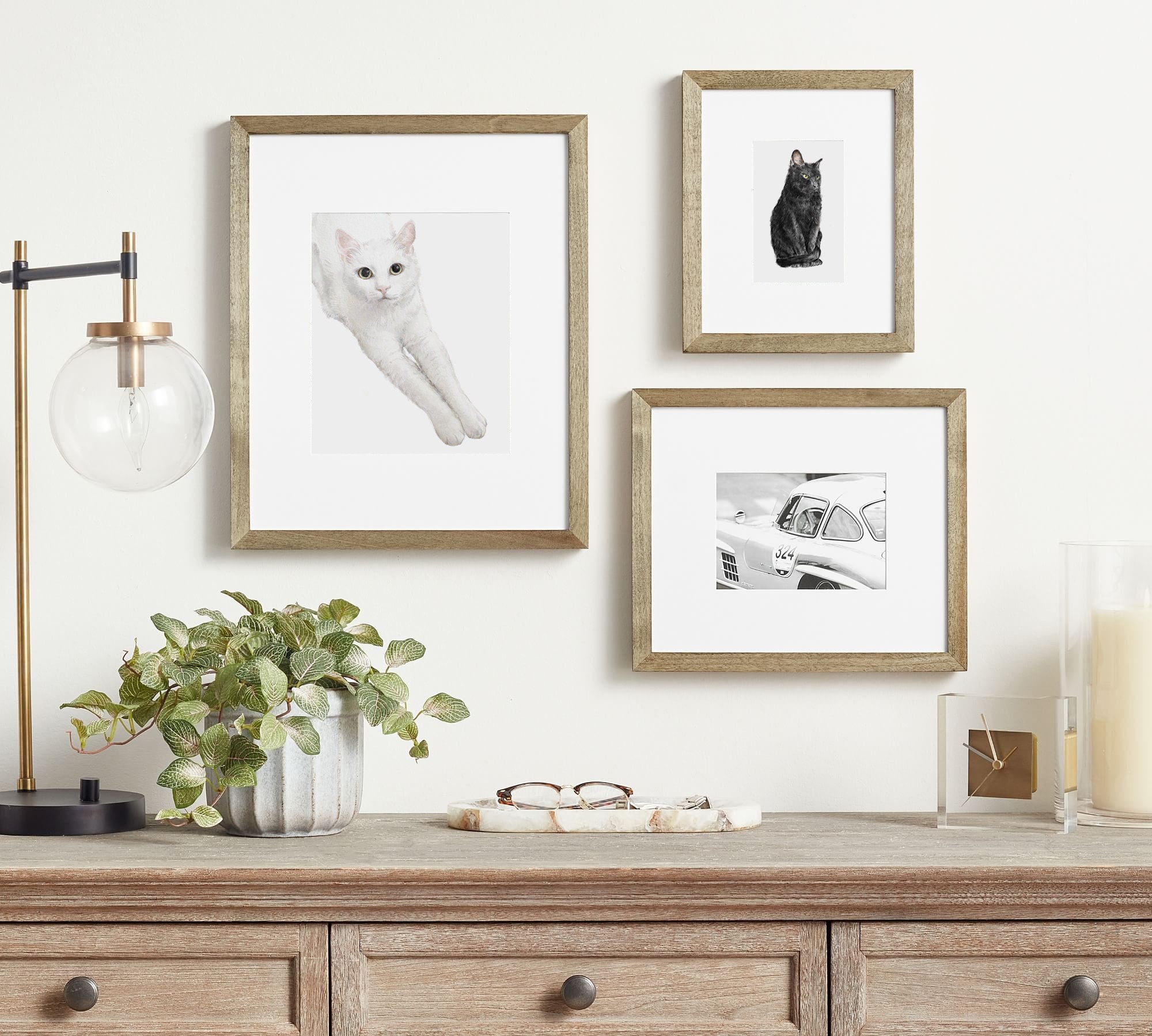 White Cat Watercolor Painting, Modern Wall Art for Home Decor, Elegant Zen Kitten Gift, Minimalist, Unframed, Signed by Artist