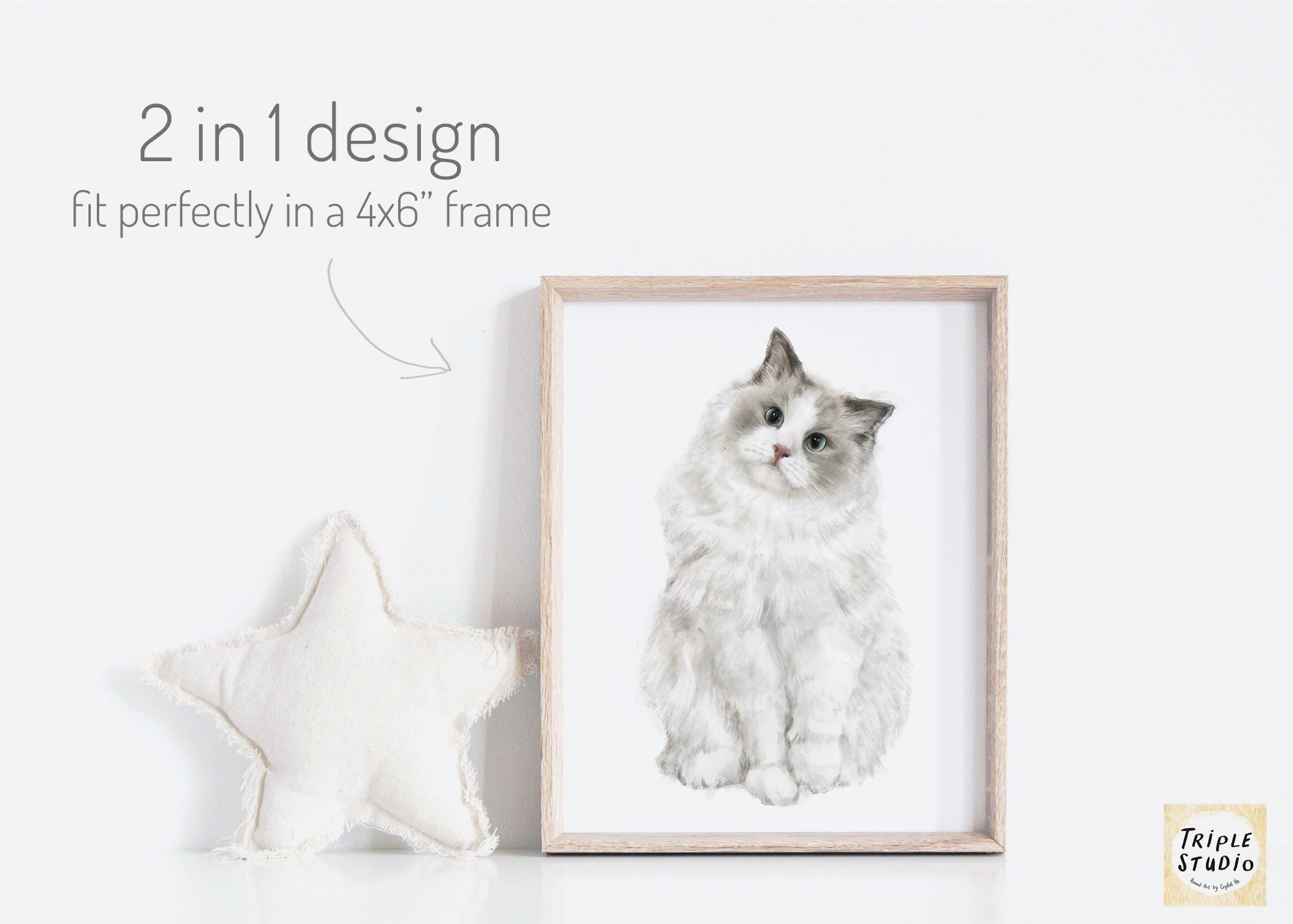 Ragdoll Cat Greeting Card – Watercolor Art Stationery, Cat Lovers, Birthday, Thank You, or All Occasion Gift – Handmade, Blank w Envelope