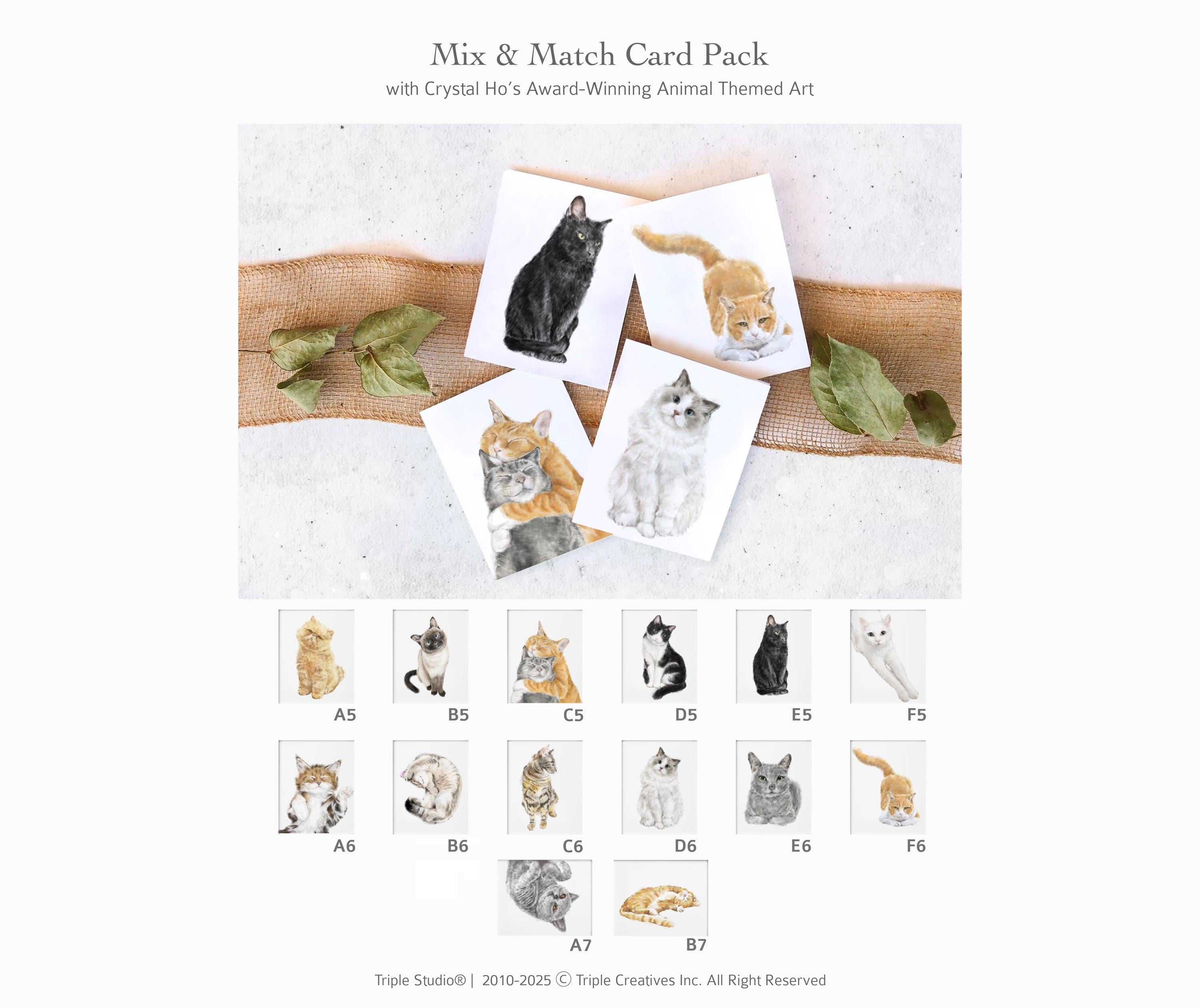 Sleepy Orange Tabby Cat Watercolor Blank Card