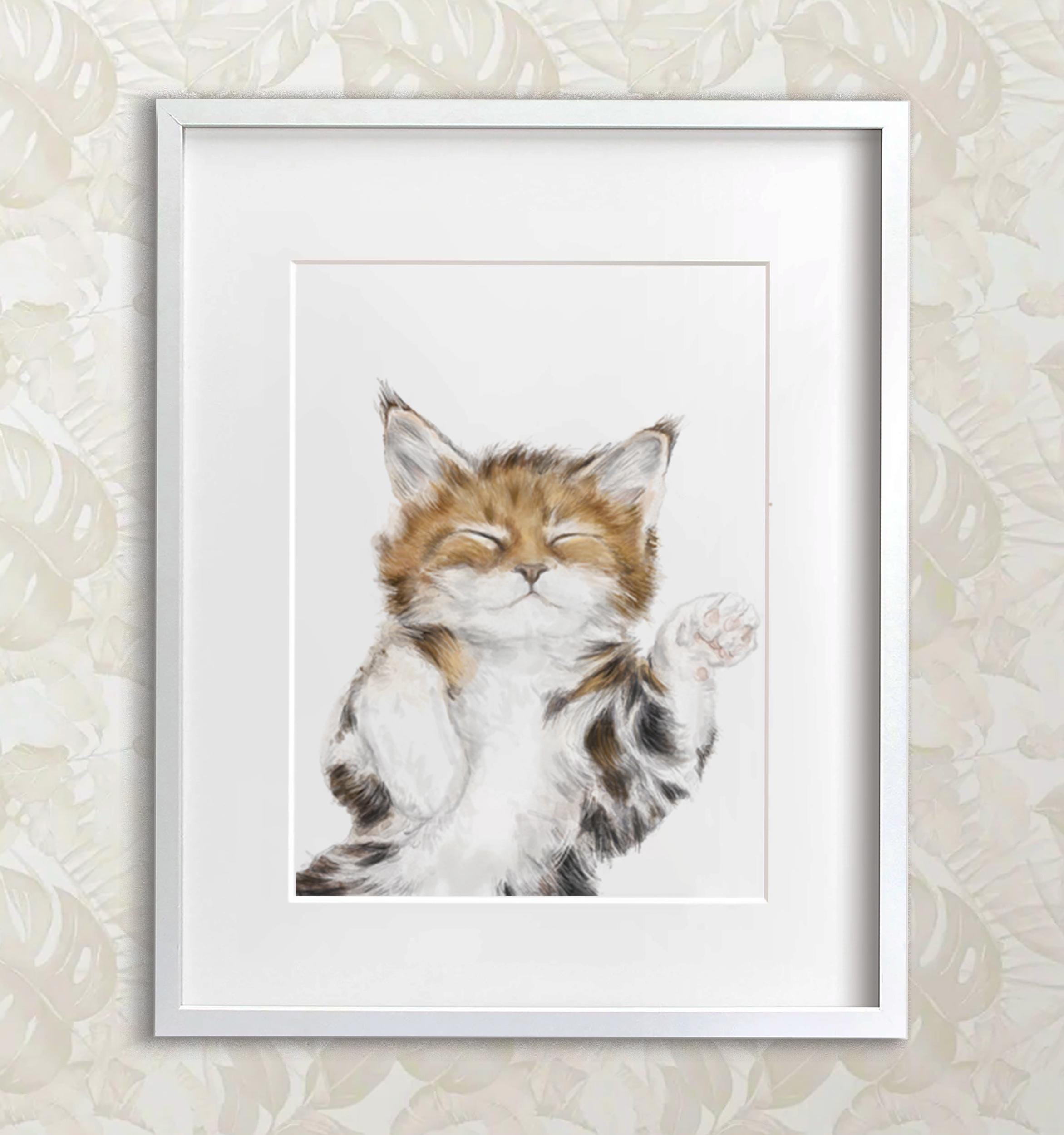 Sleeping Tabby Cat Art Print – Watercolor Cat Wall Art, Cute Tabby Cat Illustration for Cat Lovers, Signed by Artist